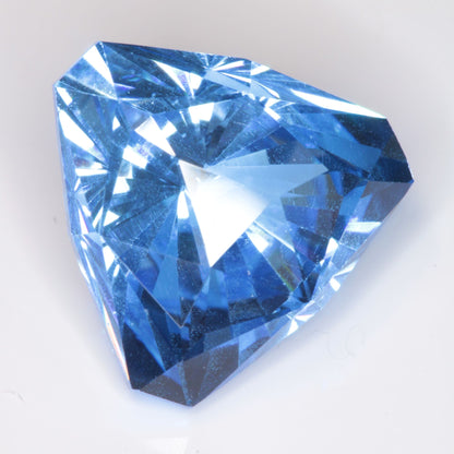 Faceted Flame Fusion Blue Spinel Trillion Cut Gemstone