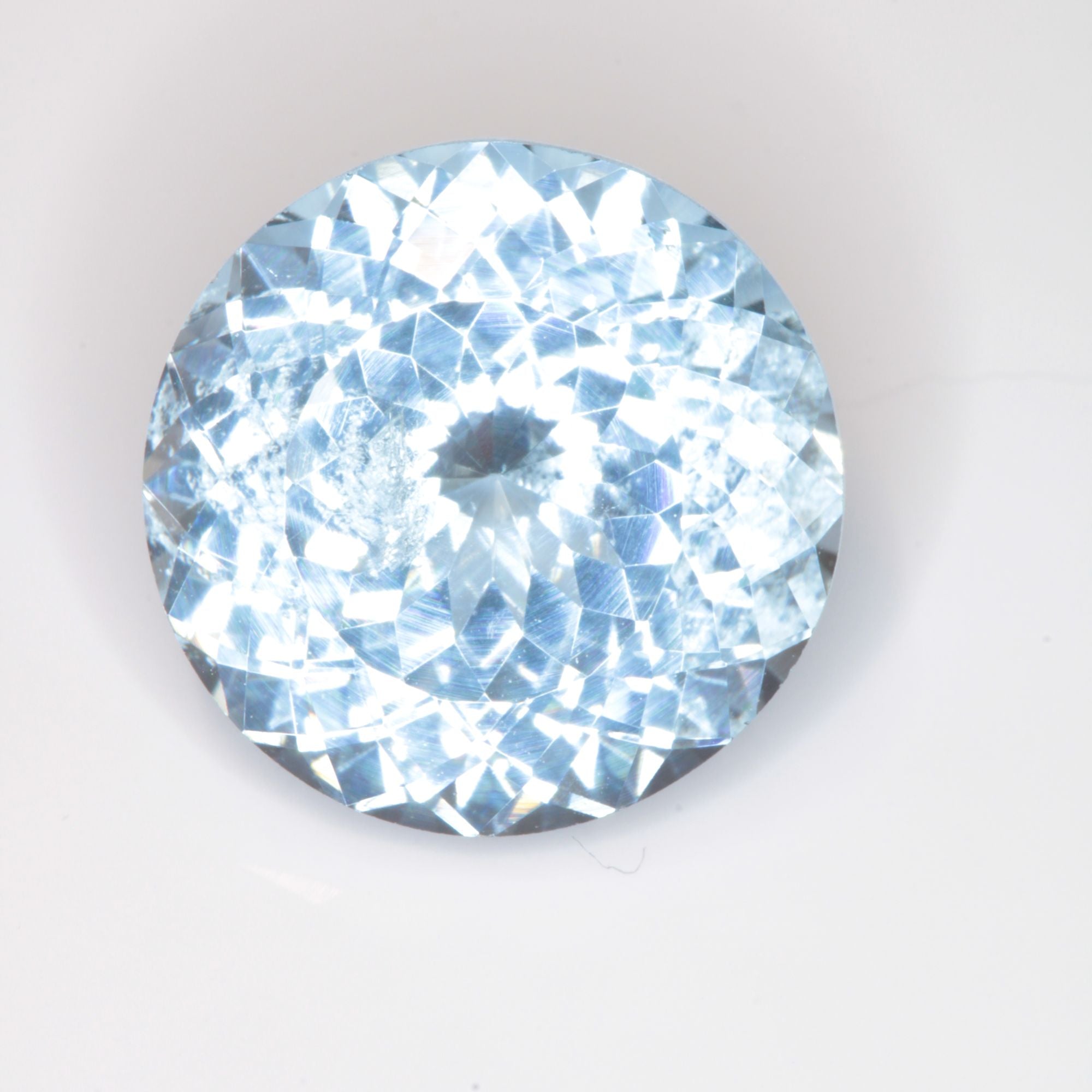 Faceted Flame Fusion Blue Spinel Round Cut Gemstone