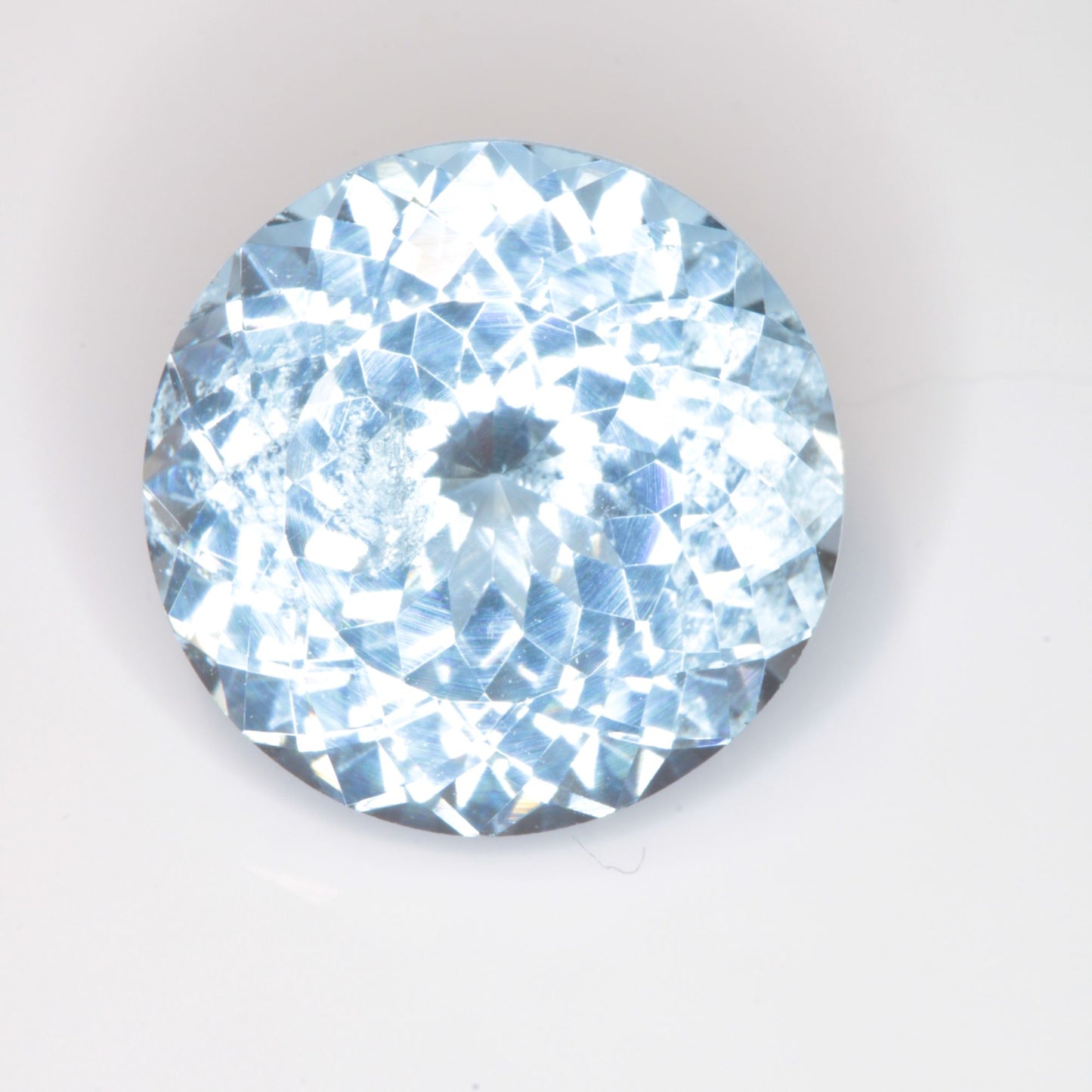 Faceted Flame Fusion Blue Spinel Round Cut Gemstone