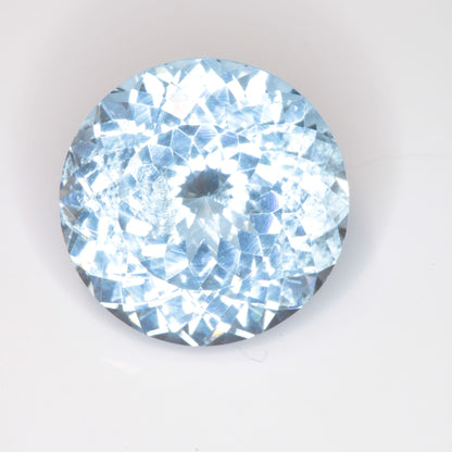 Faceted Flame Fusion Blue Spinel Round Cut Gemstone