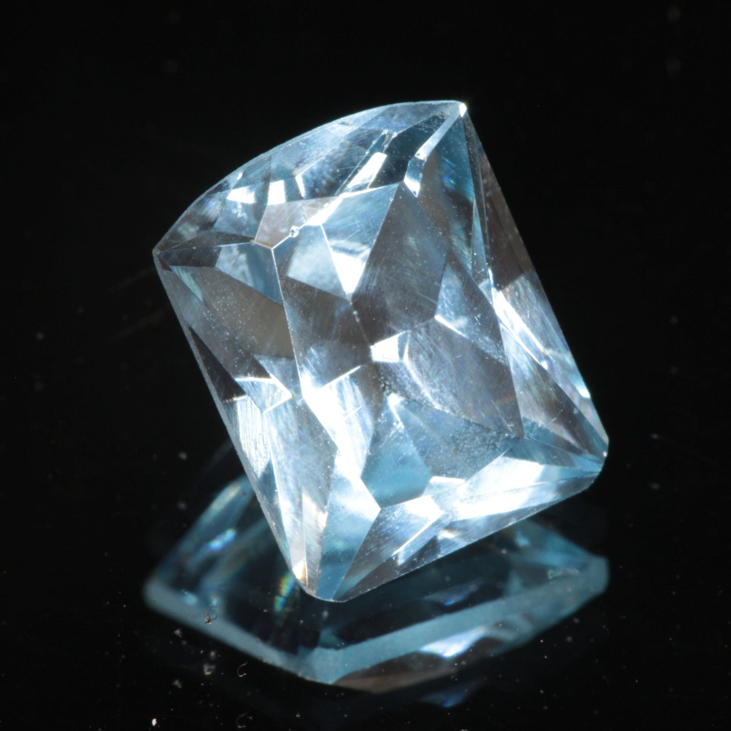 Faceted Flame Fusion Blue Spinel Tombstone Cut Gemstone