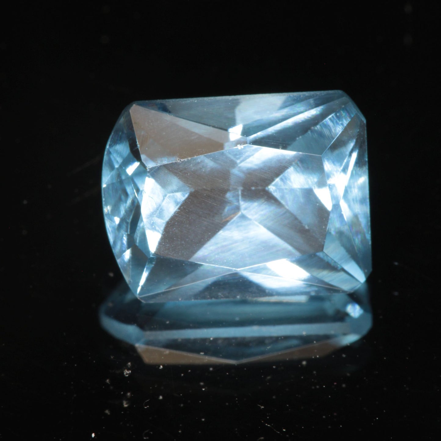 Faceted Flame Fusion Blue Spinel Tombstone Cut Gemstone