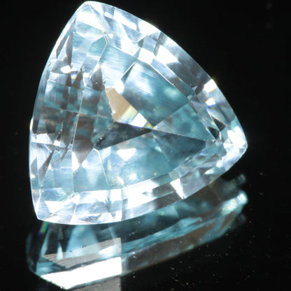 Faceted Flame Fusion Blue Spinel Trillion Cut Gemstone