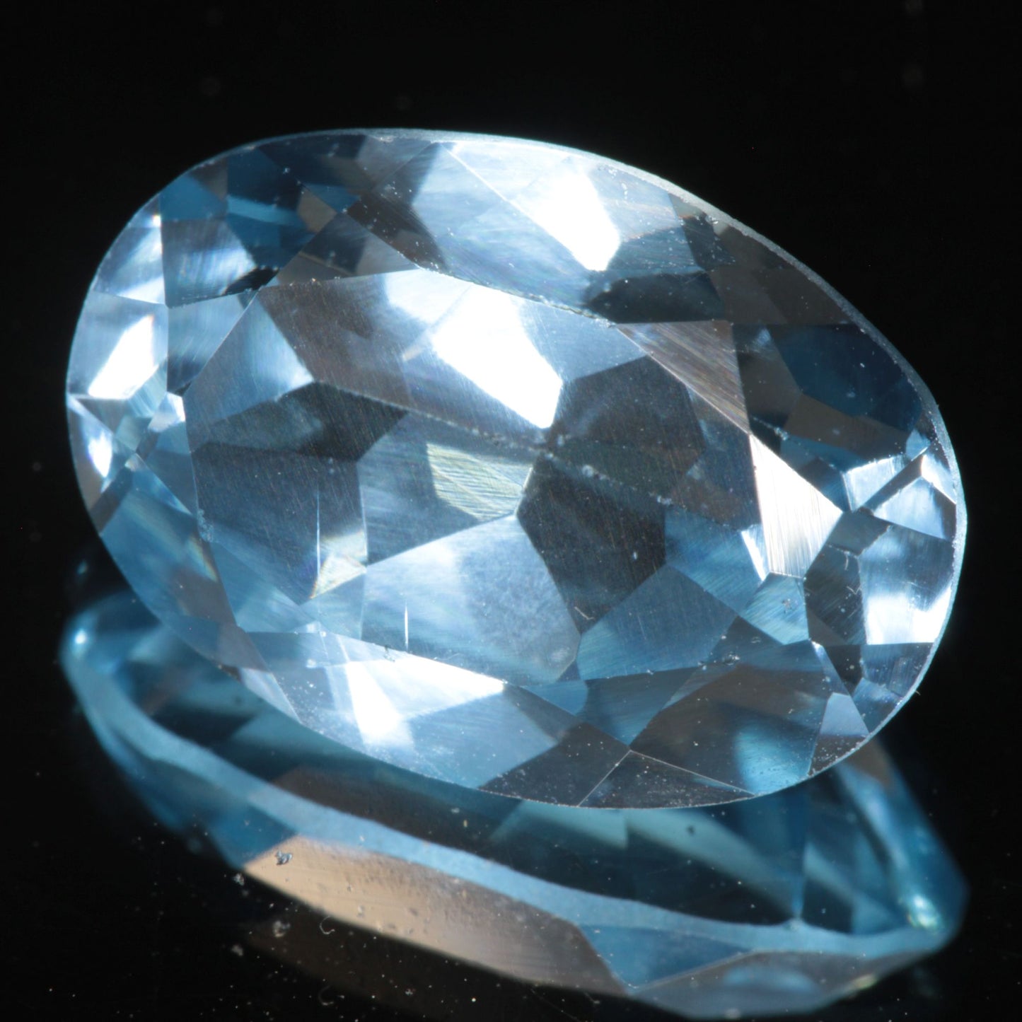 Faceted Flame Fusion Blue Spinel Oval Cut Gemstone