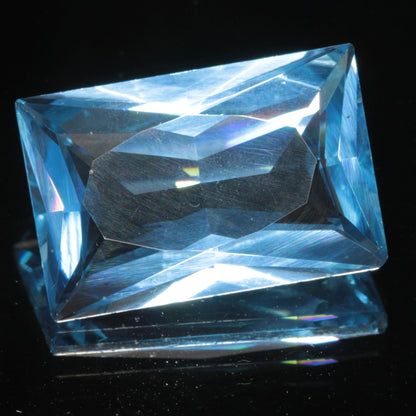 Faceted Flame Fusion Blue Spinel Rectangle Cut Gemstone