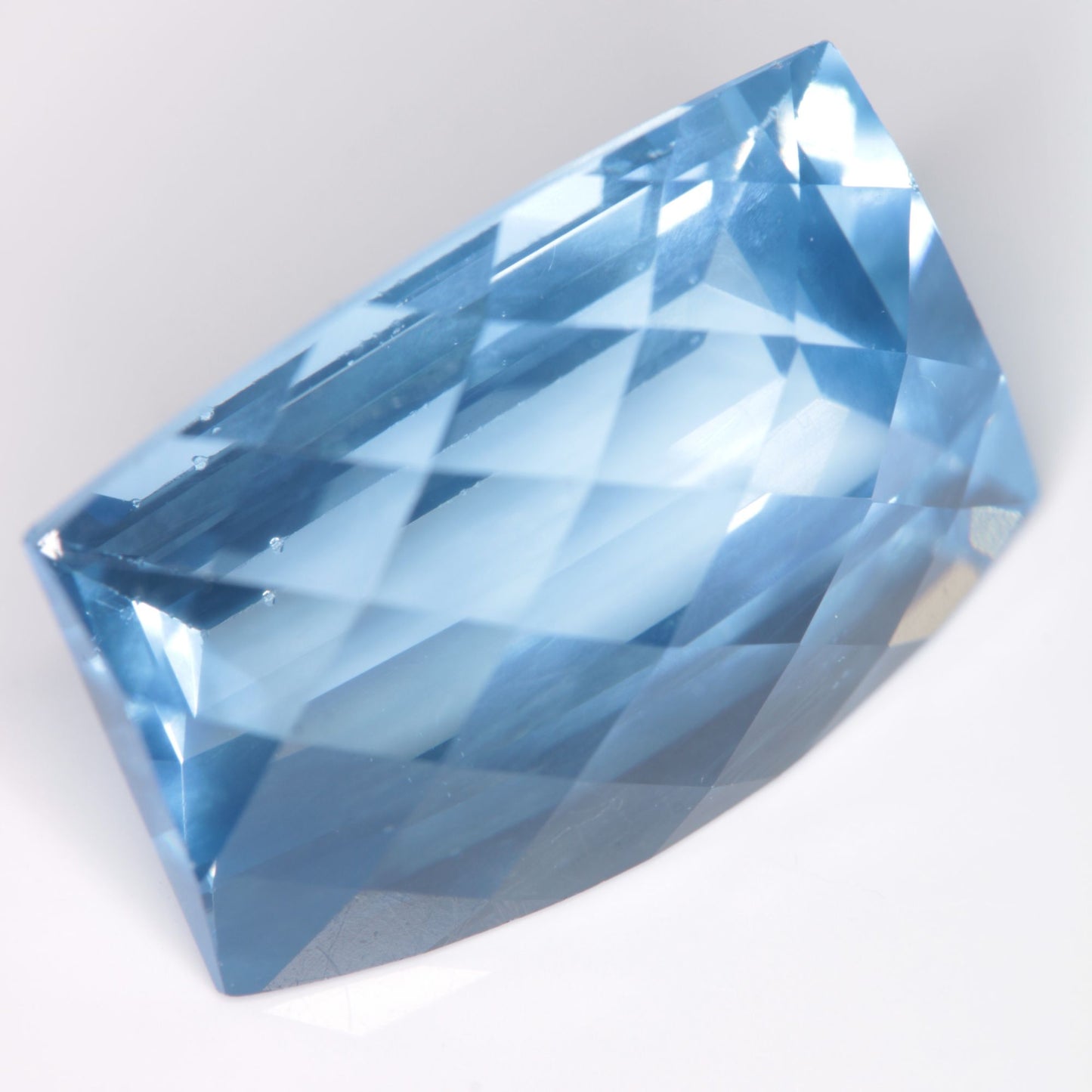 Lab Blue Spinel Checkerboard Arc Cut Gemstone