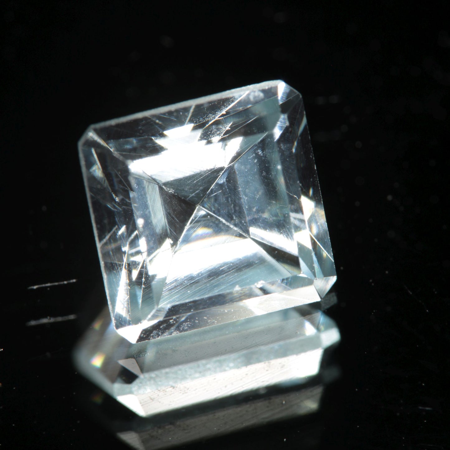 Lab Blue Spinel Pale Square Cut Gemstone
