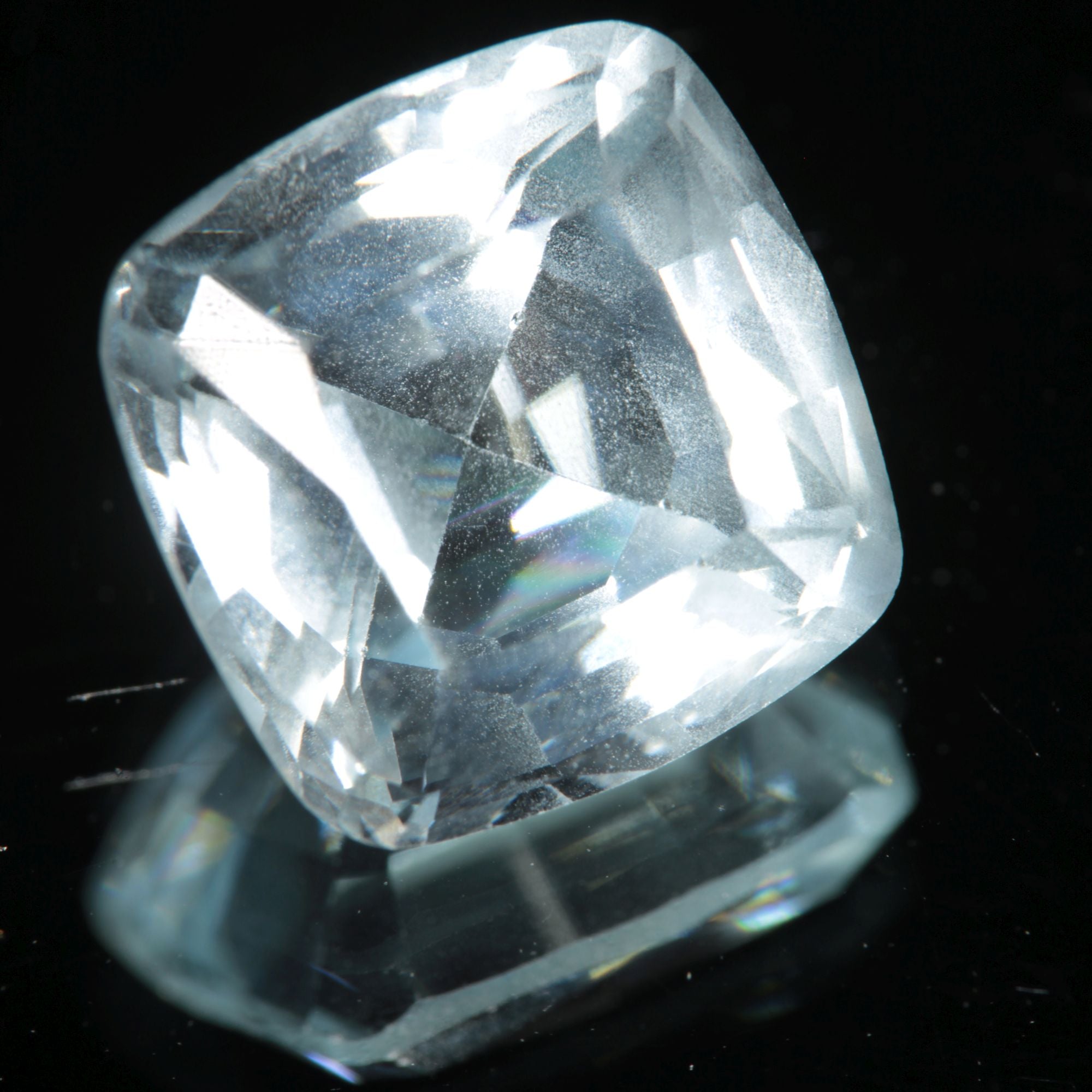 Lab Blue Spinel Pale Cushion Cut Gemstone