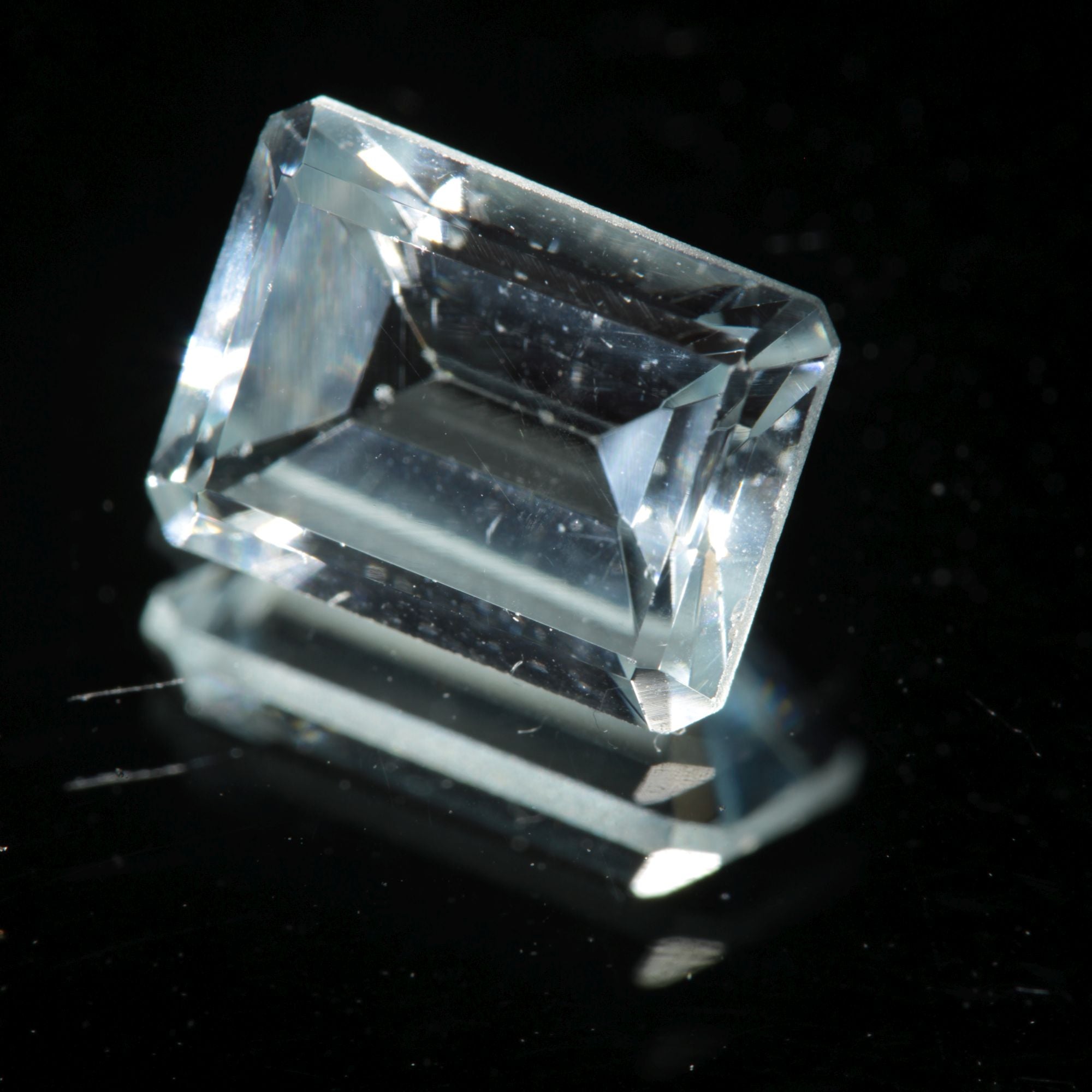 Lab Blue Spinel Pale Rectangle Cut Gemstone