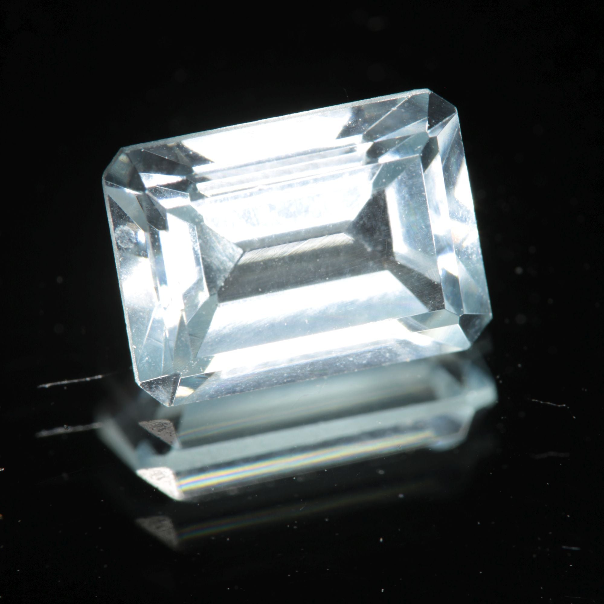 Lab Blue Spinel Pale Rectangle Cut Gemstone