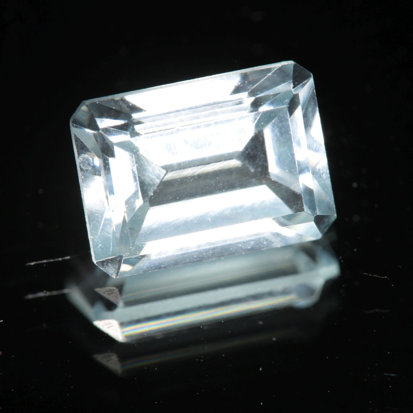 Lab Blue Spinel Pale Rectangle Cut Gemstone