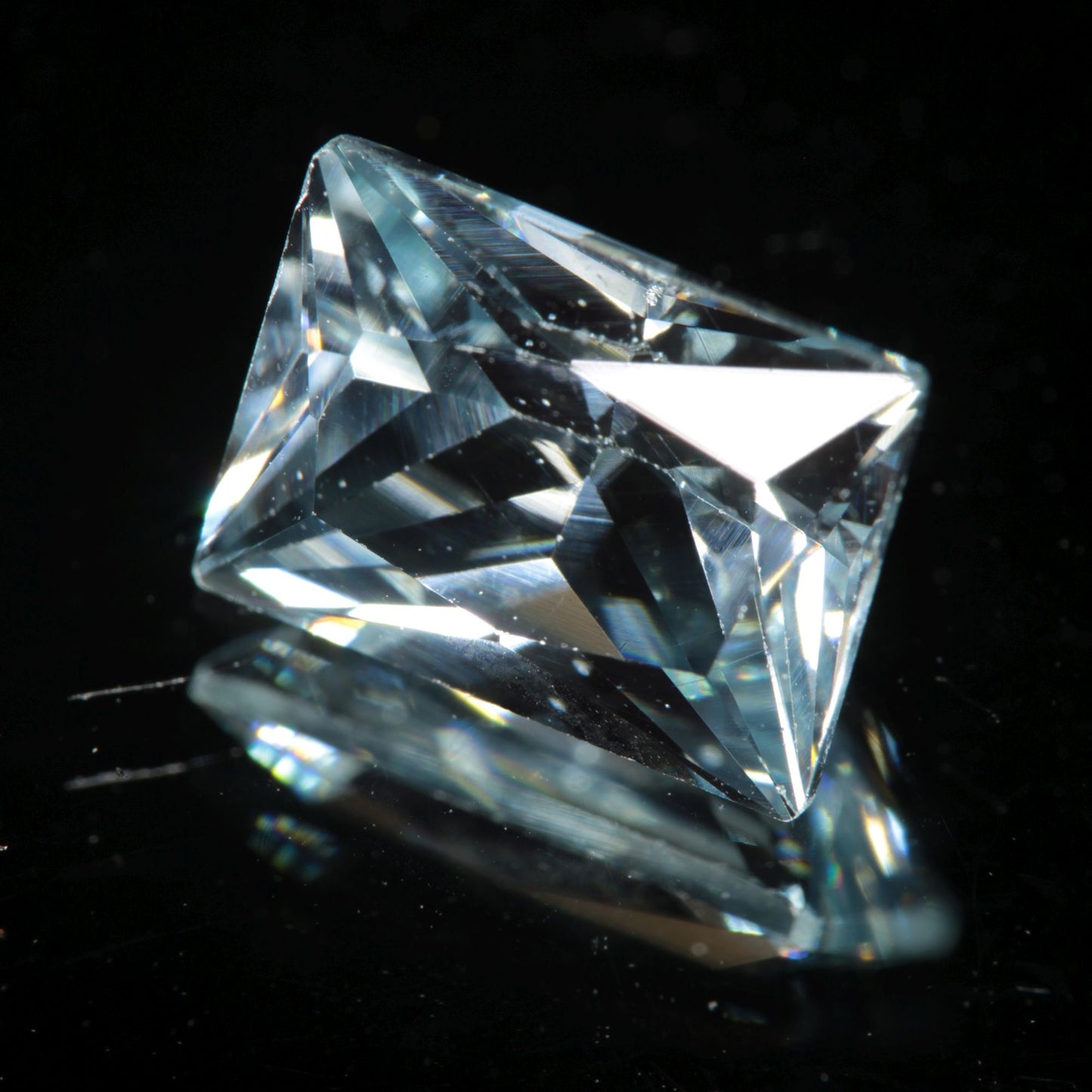 Lab Blue Spinel Pale Rectangle Cut Gemstone