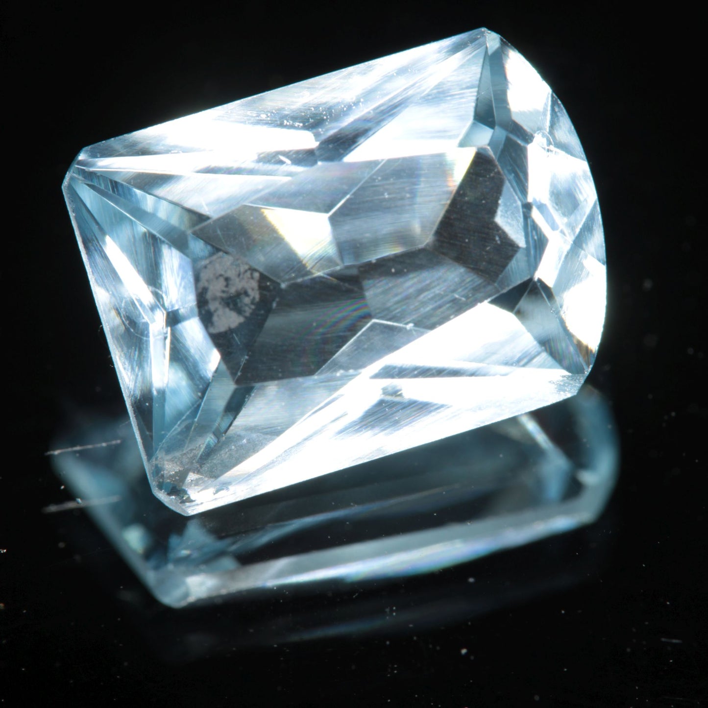 Lab Blue Spinel Pale Tombstone Cut Gemstone