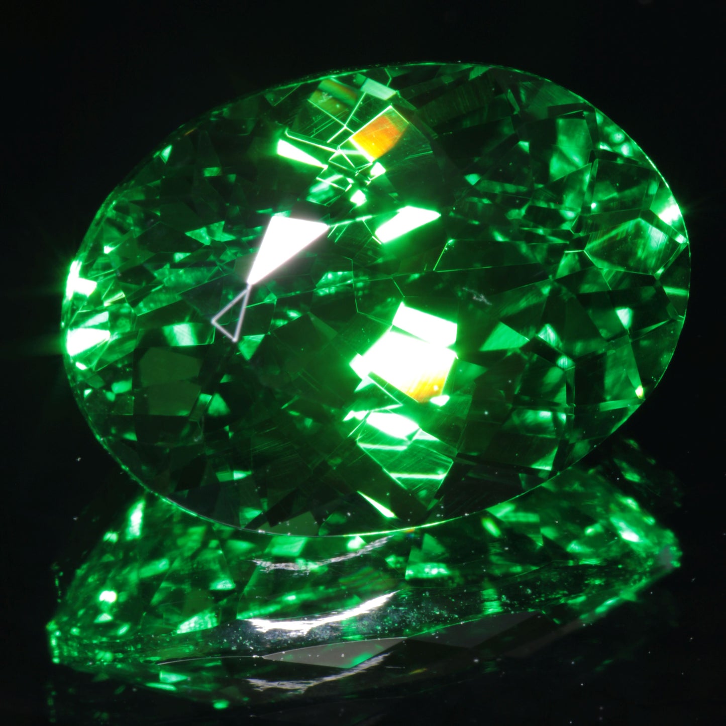 CTH:YAG Faceted Loose Stones, Cut Green Lab Garnets