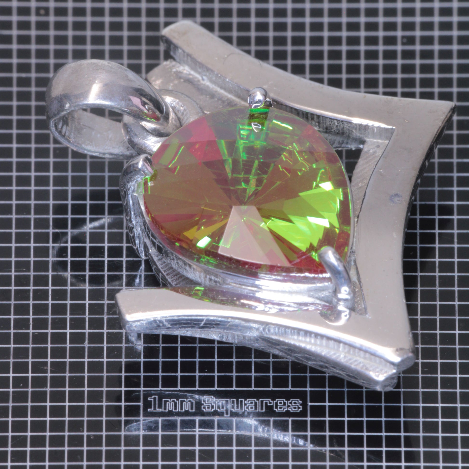 faceted Complex Framed Pear pendant