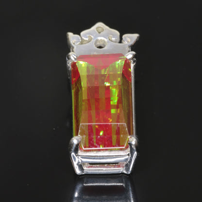 Faceted Christmas Garnet Crowned Pixel Pendant Pendant