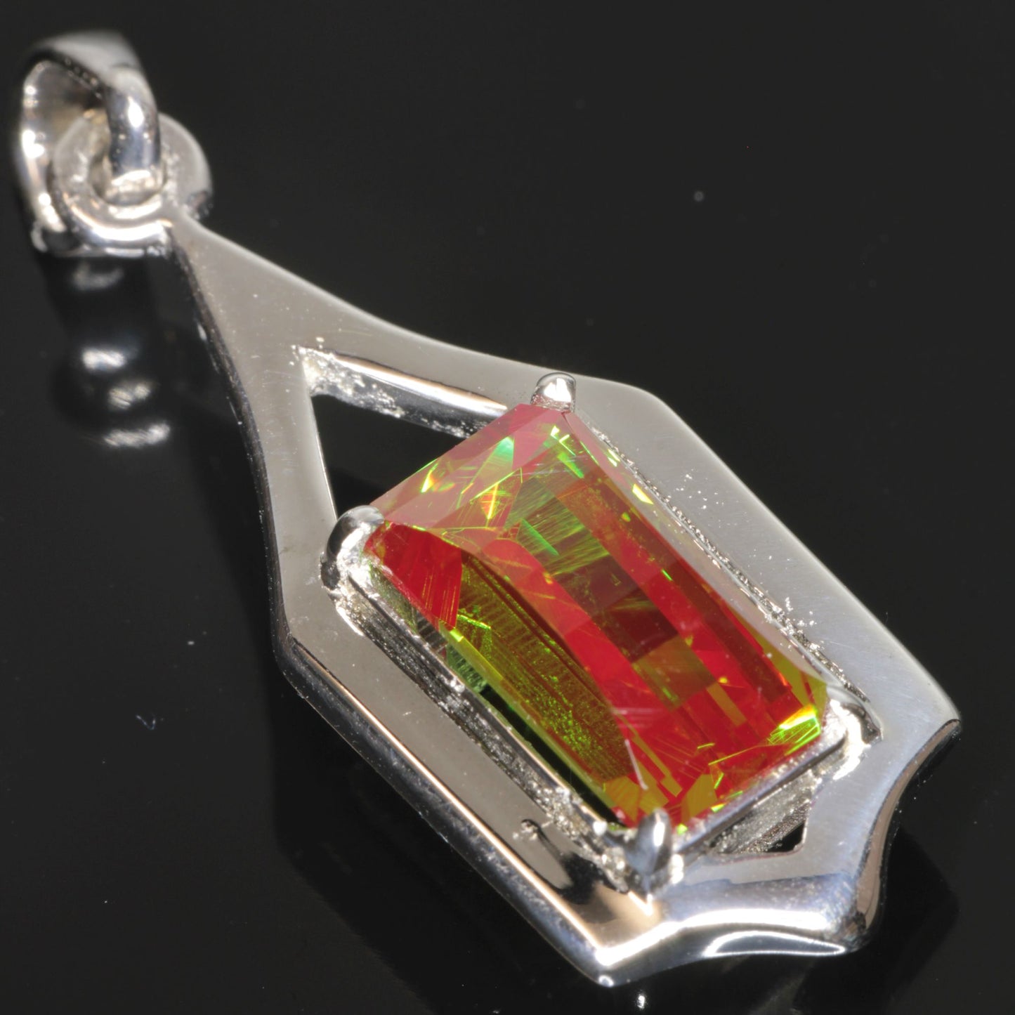 Faceted Christmas Garnet Framed Pixel Pendant Pendant