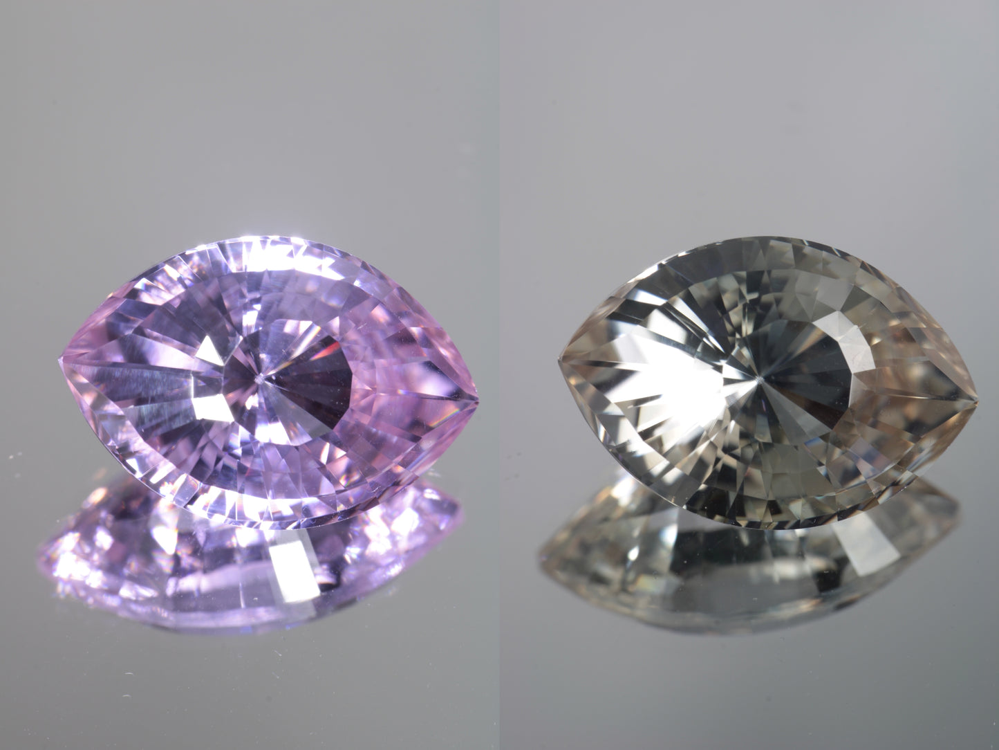 Lab Perovskite Cut Gems, Pink to Orange Red Laser YAP