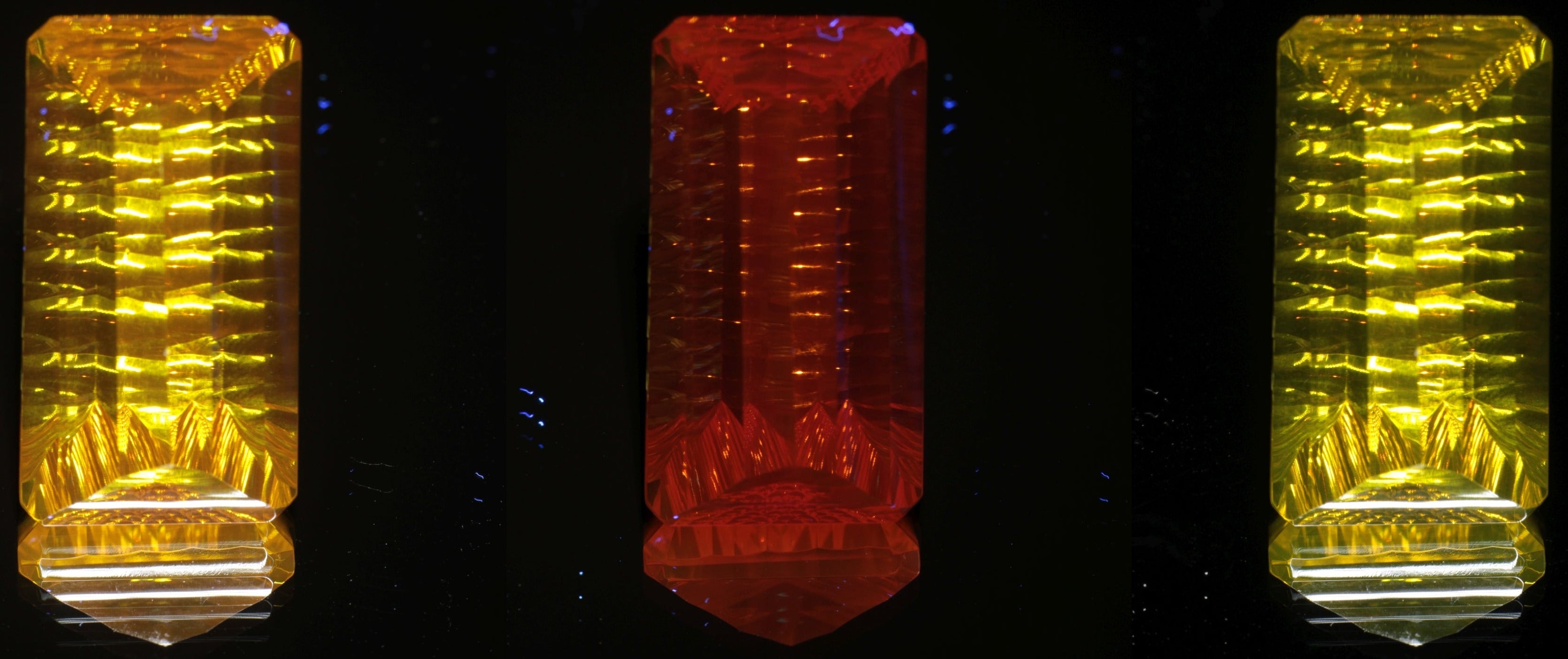 Giant Fantasy Cut Laser Garnets, Ce/Nd and Nd/Ce YAG