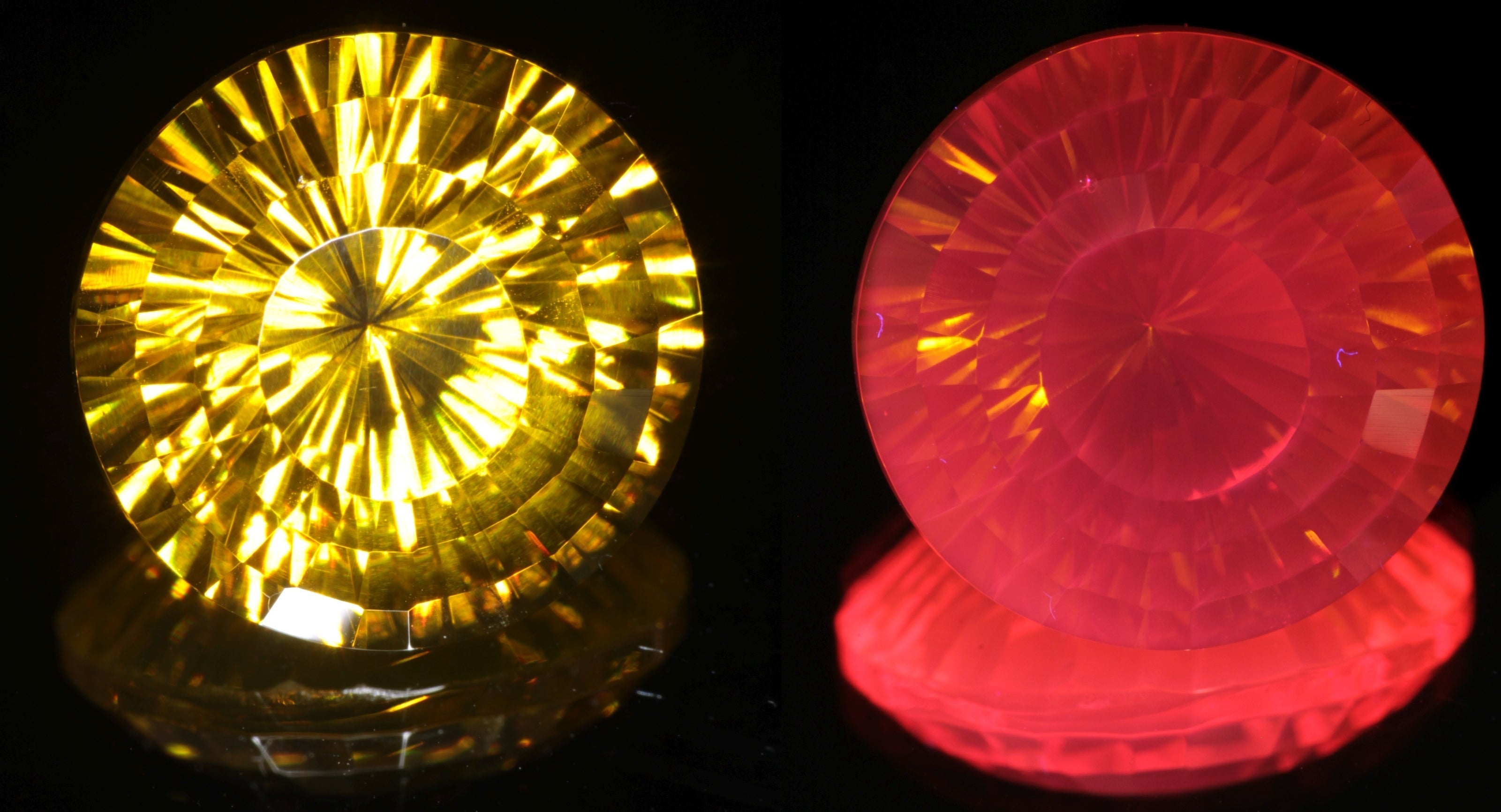 Giant Fantasy Cut Laser Garnets, Ce/Nd and Nd/Ce YAG