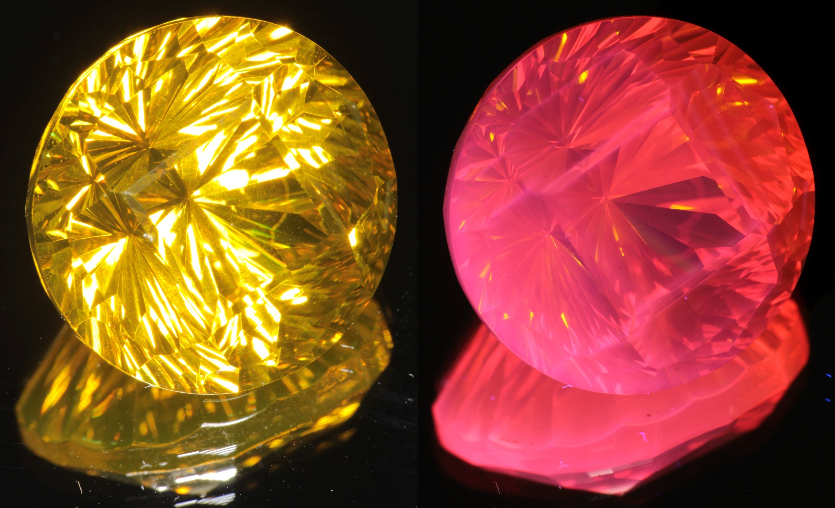 Giant Fantasy Cut Laser Garnets, Ce/Nd and Nd/Ce YAG