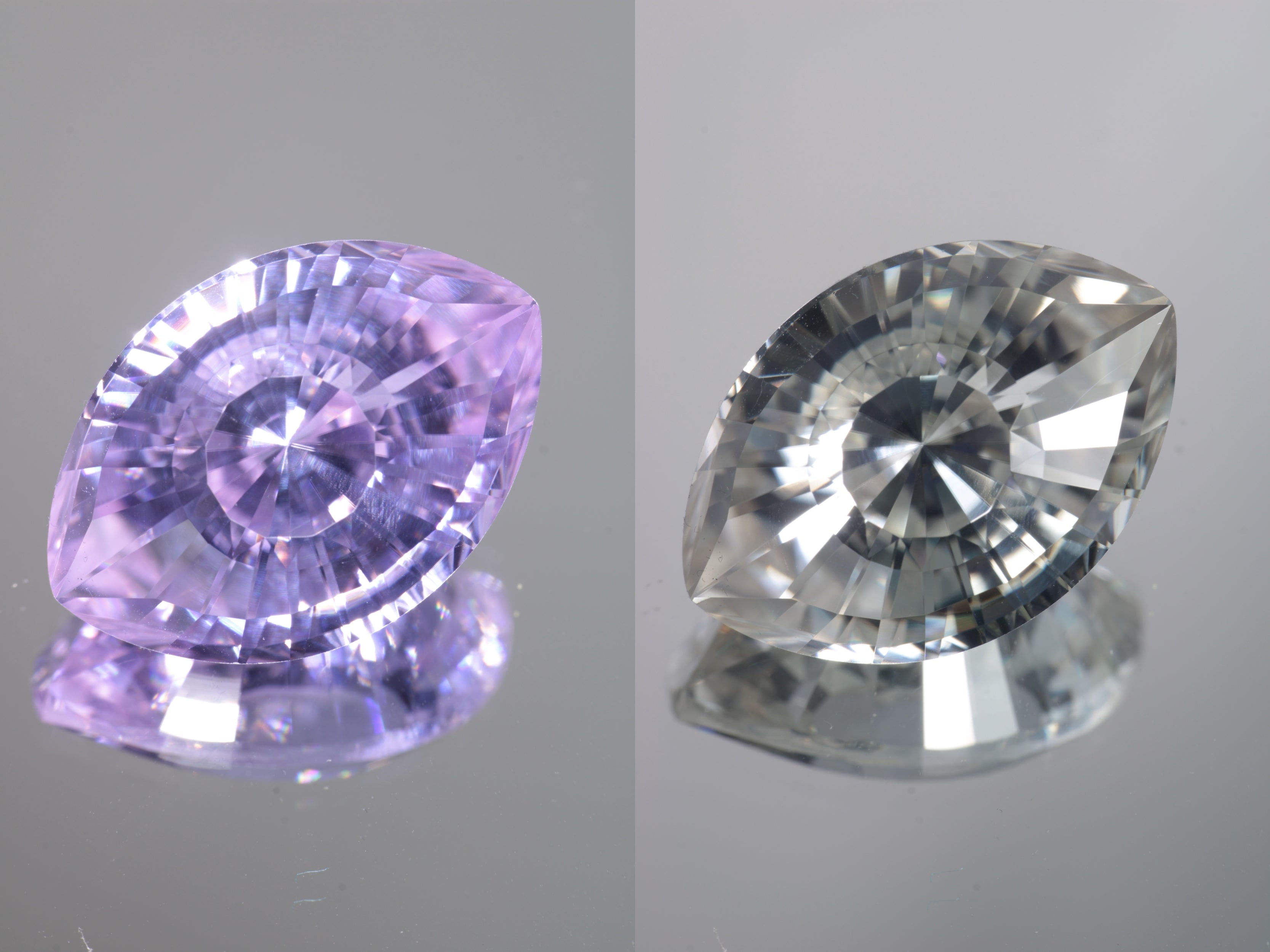 Lab Perovskite Cut Gems, Pink to Orange Red Laser YAP