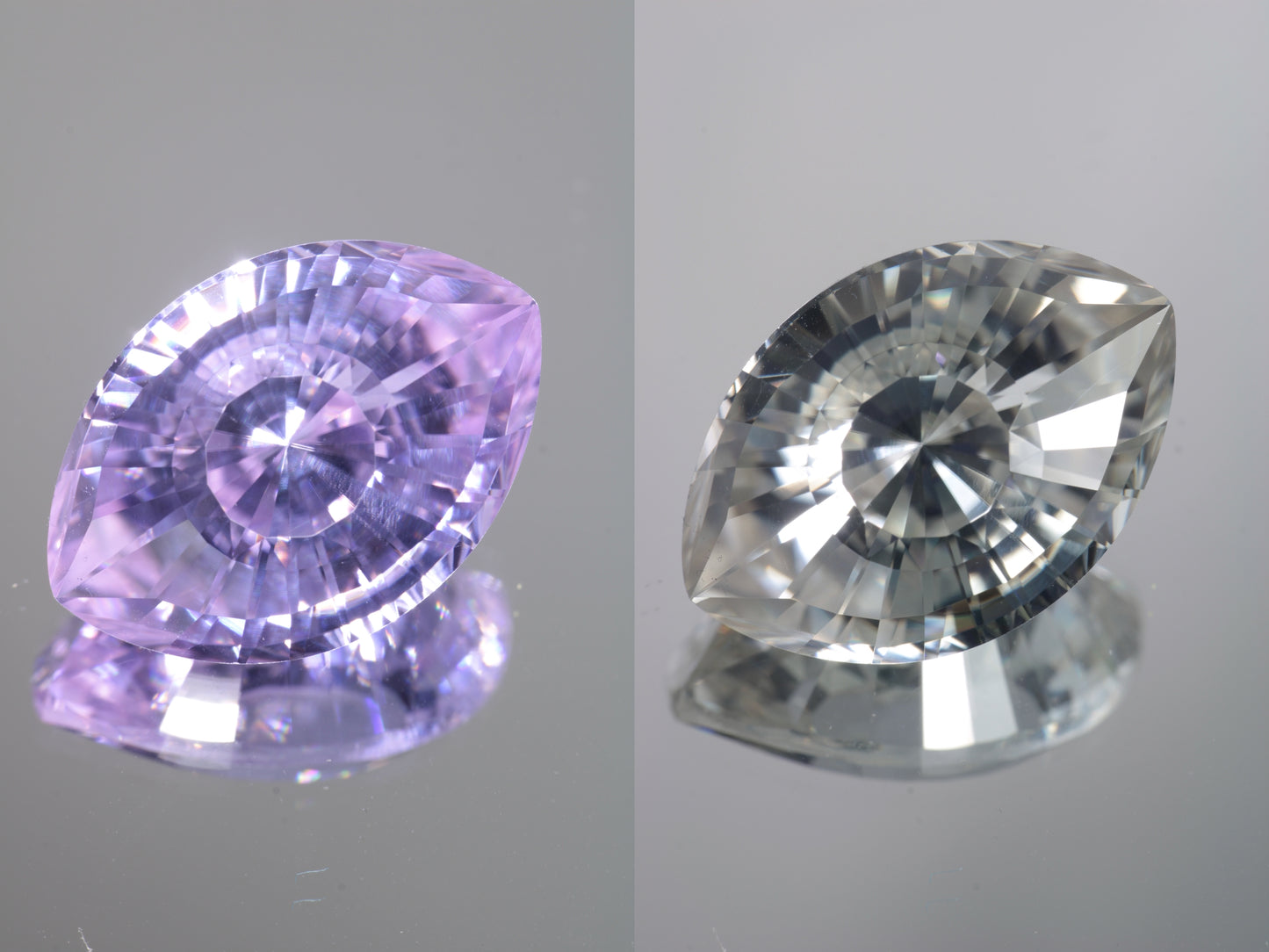 Lab Perovskite Cut Gems, Pink to Orange Red Laser YAP