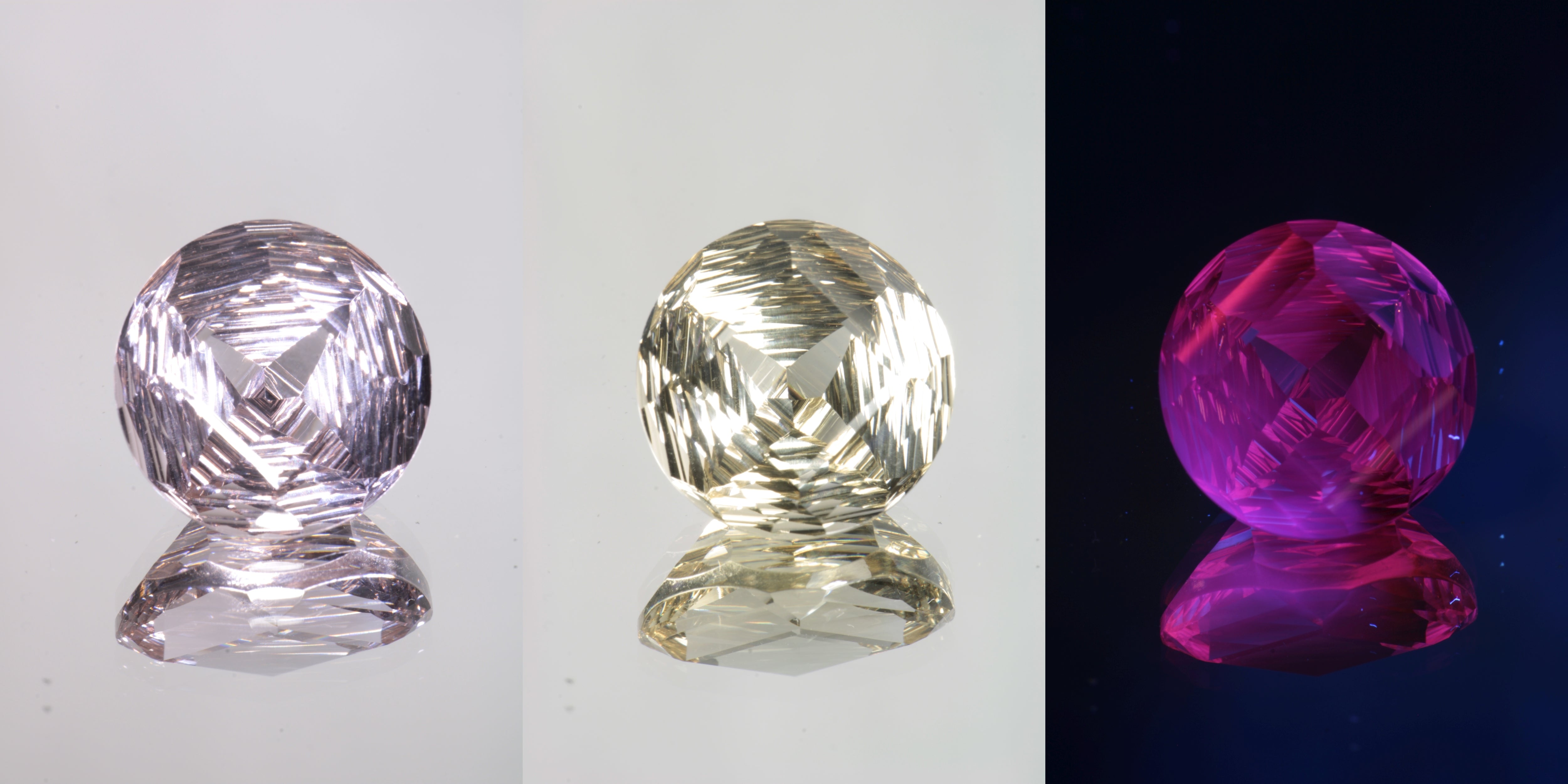 Giant Fantasy Cut Laser Garnets, Ce/Nd and Nd/Ce YAG