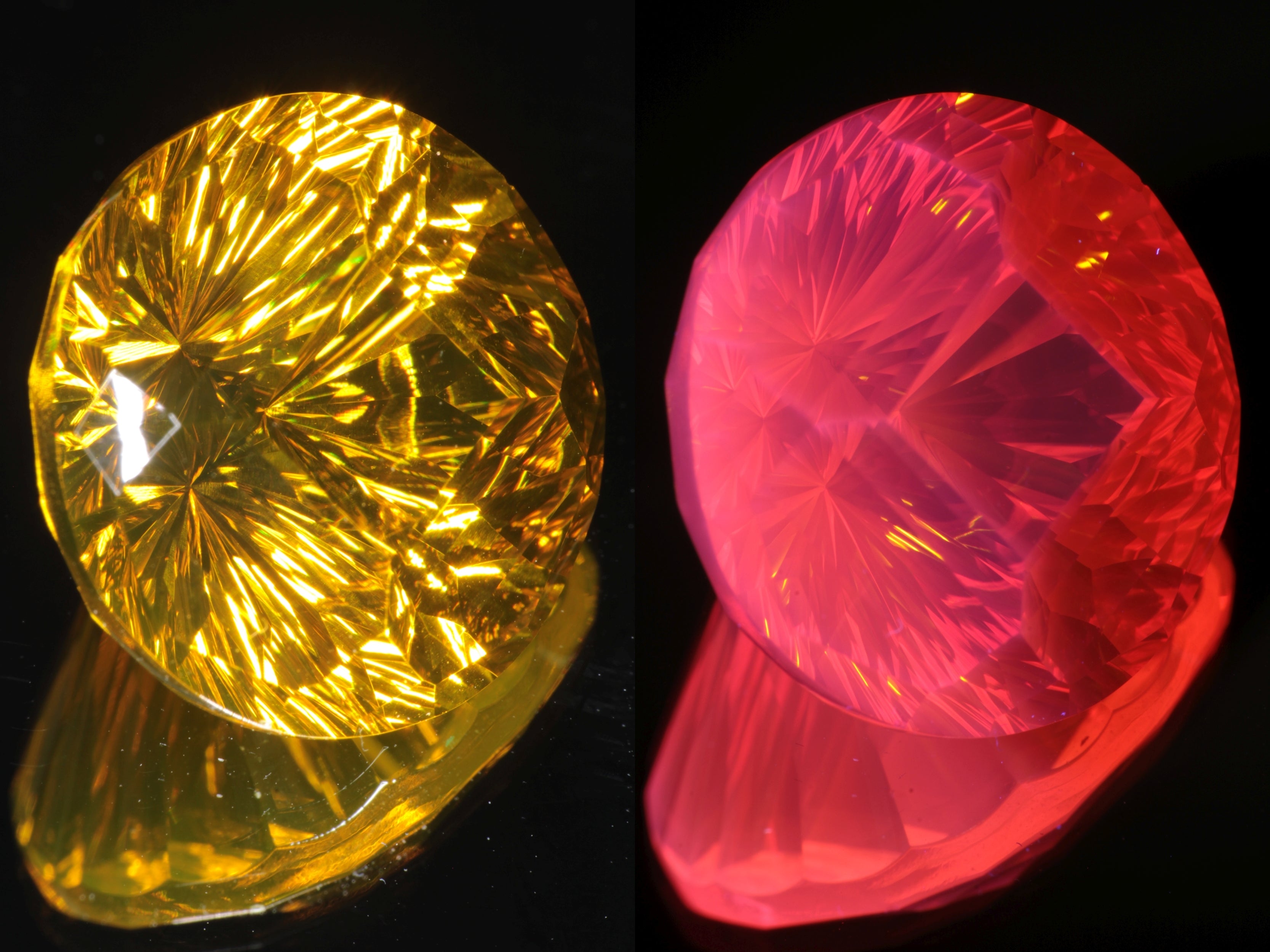 Giant Fantasy Cut Laser Garnets, Ce/Nd and Nd/Ce YAG