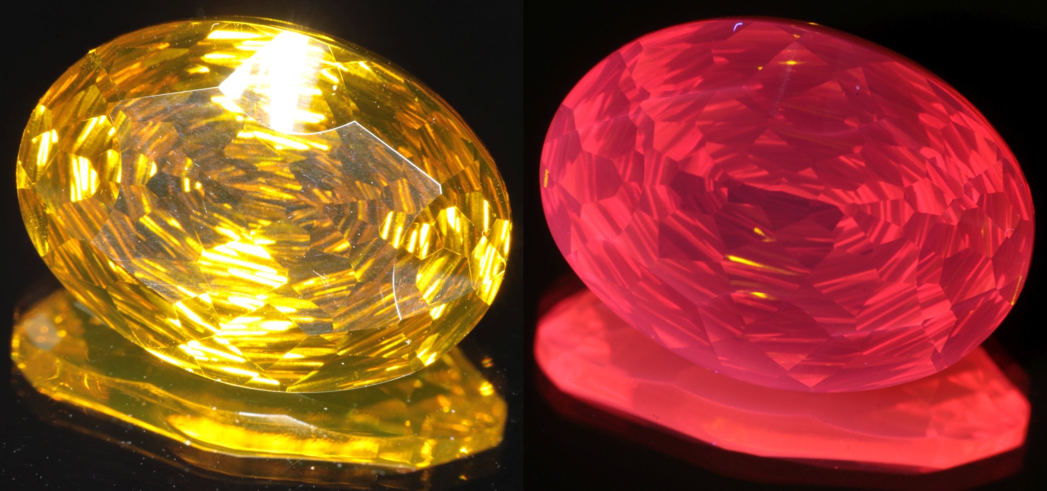 Giant Fantasy Cut Laser Garnets, Ce/Nd and Nd/Ce YAG