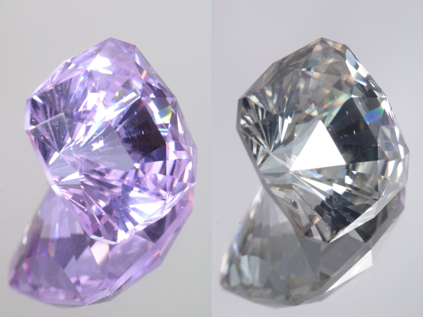 Lab Perovskite Cut Gems, Pink to Orange Red Laser YAP