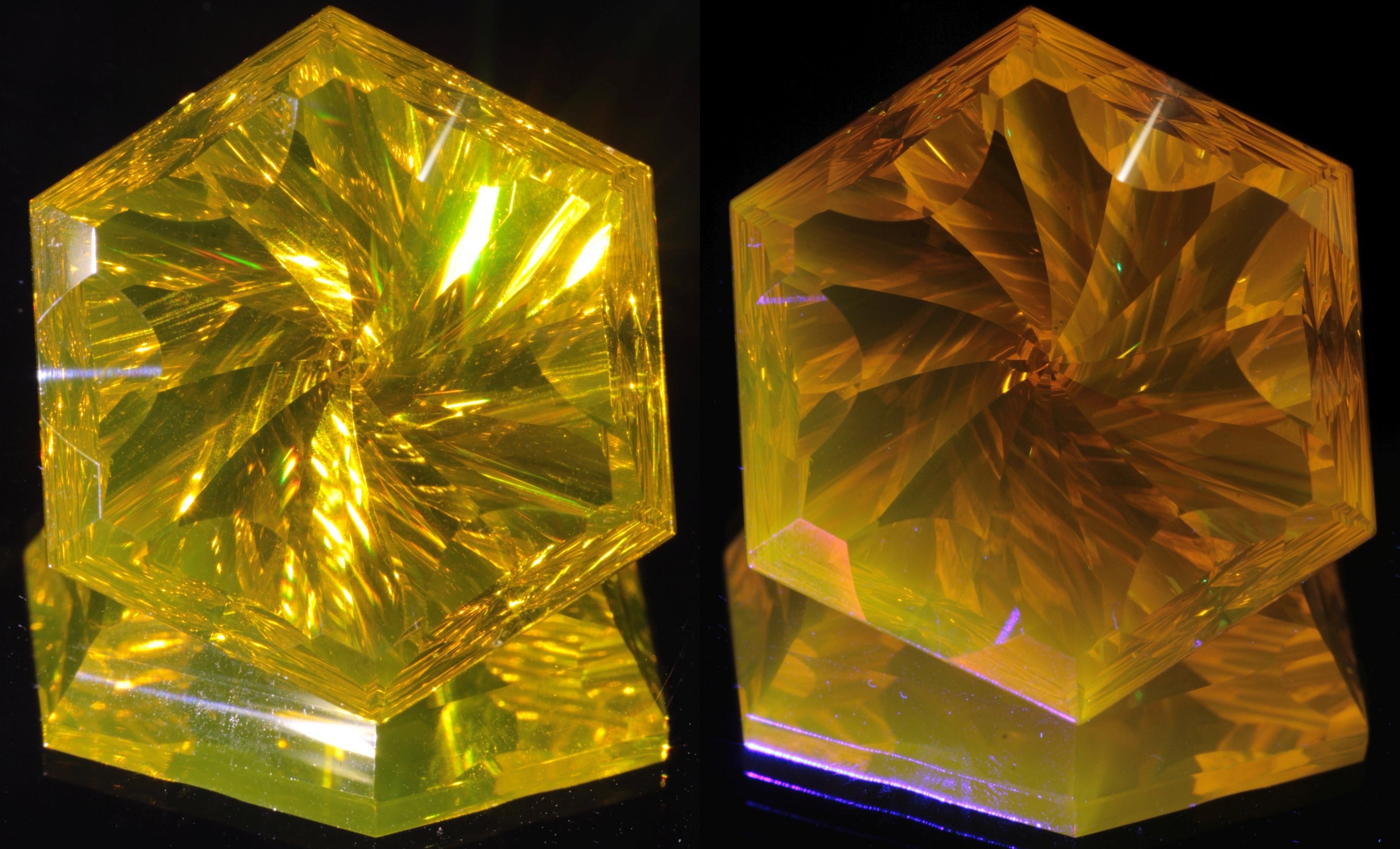 Giant Fantasy Cut Laser Garnets, Ce/Nd and Nd/Ce YAG