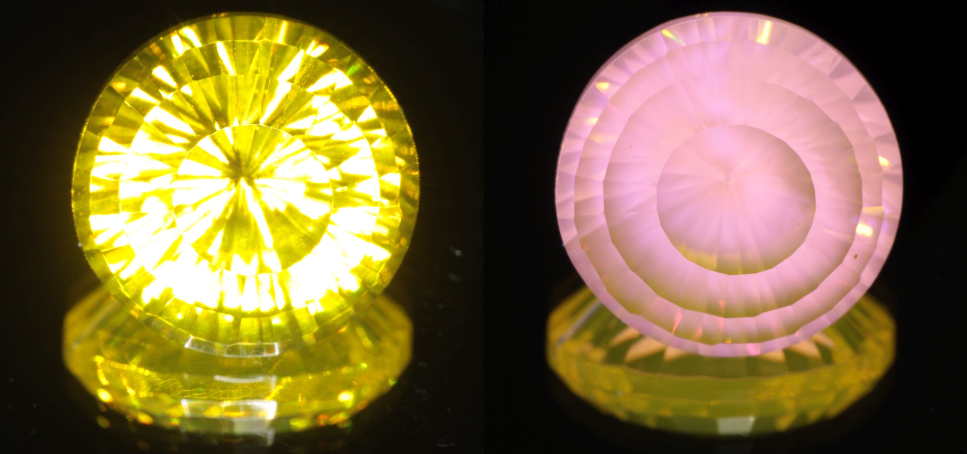 Giant Fantasy Cut Laser Garnets, Ce/Nd and Nd/Ce YAG