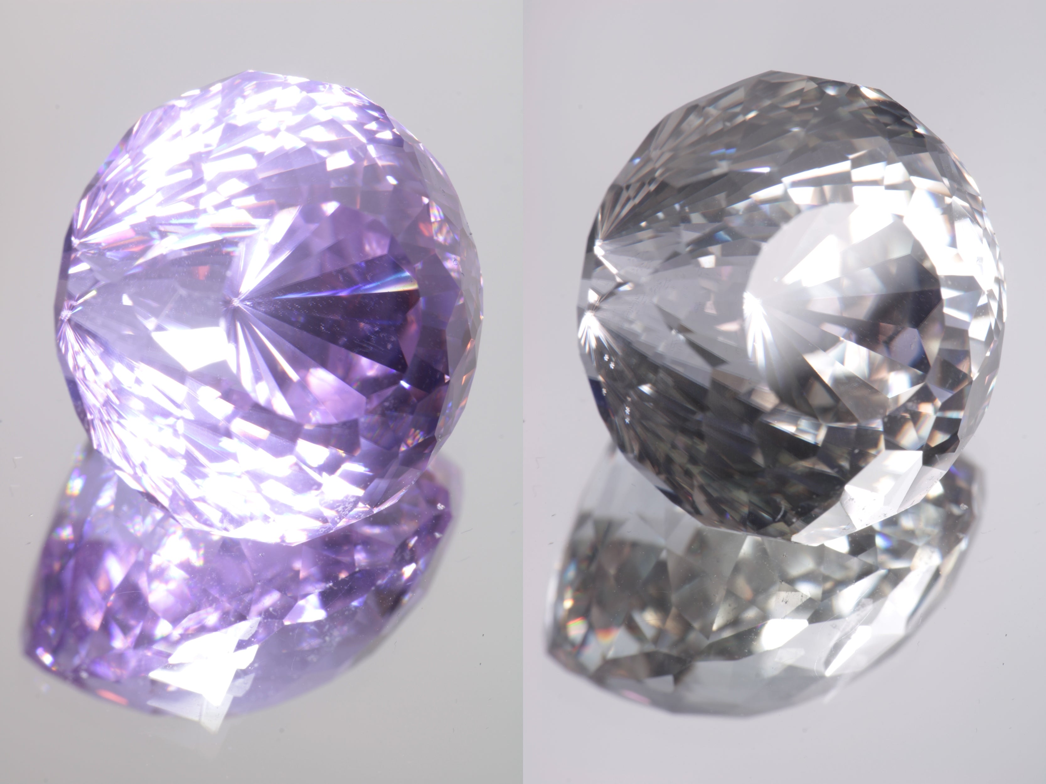 Lab Perovskite Cut Gems, Pink to Orange Red Laser YAP