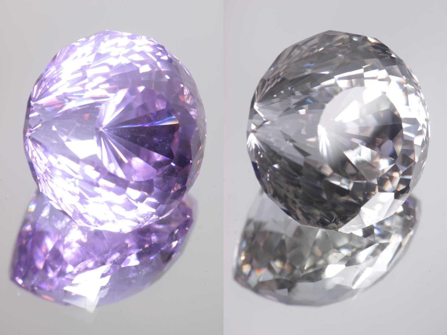 Lab Perovskite Cut Gems, Pink to Orange Red Laser YAP