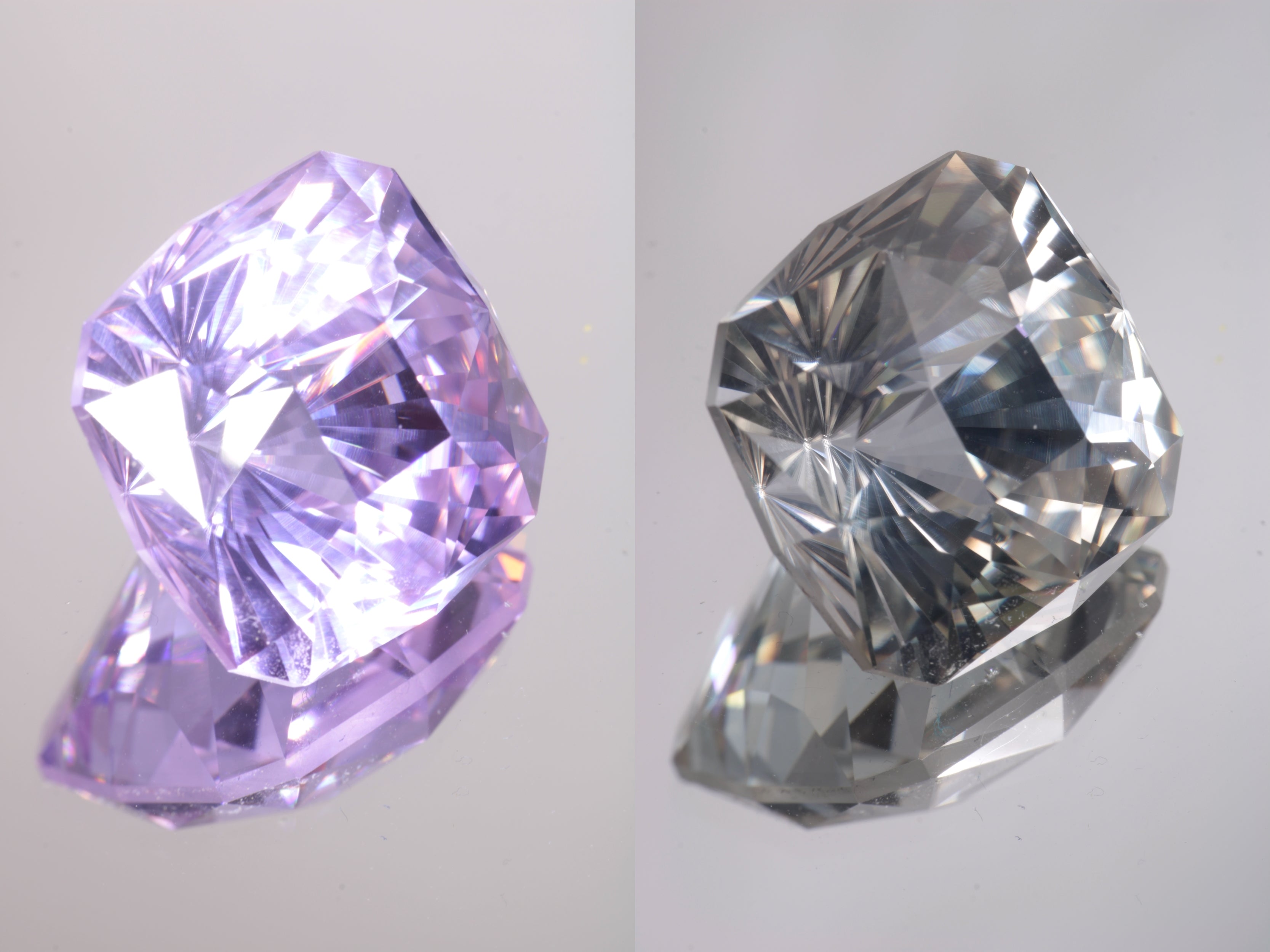 Lab Perovskite Cut Gems, Pink to Orange Red Laser YAP