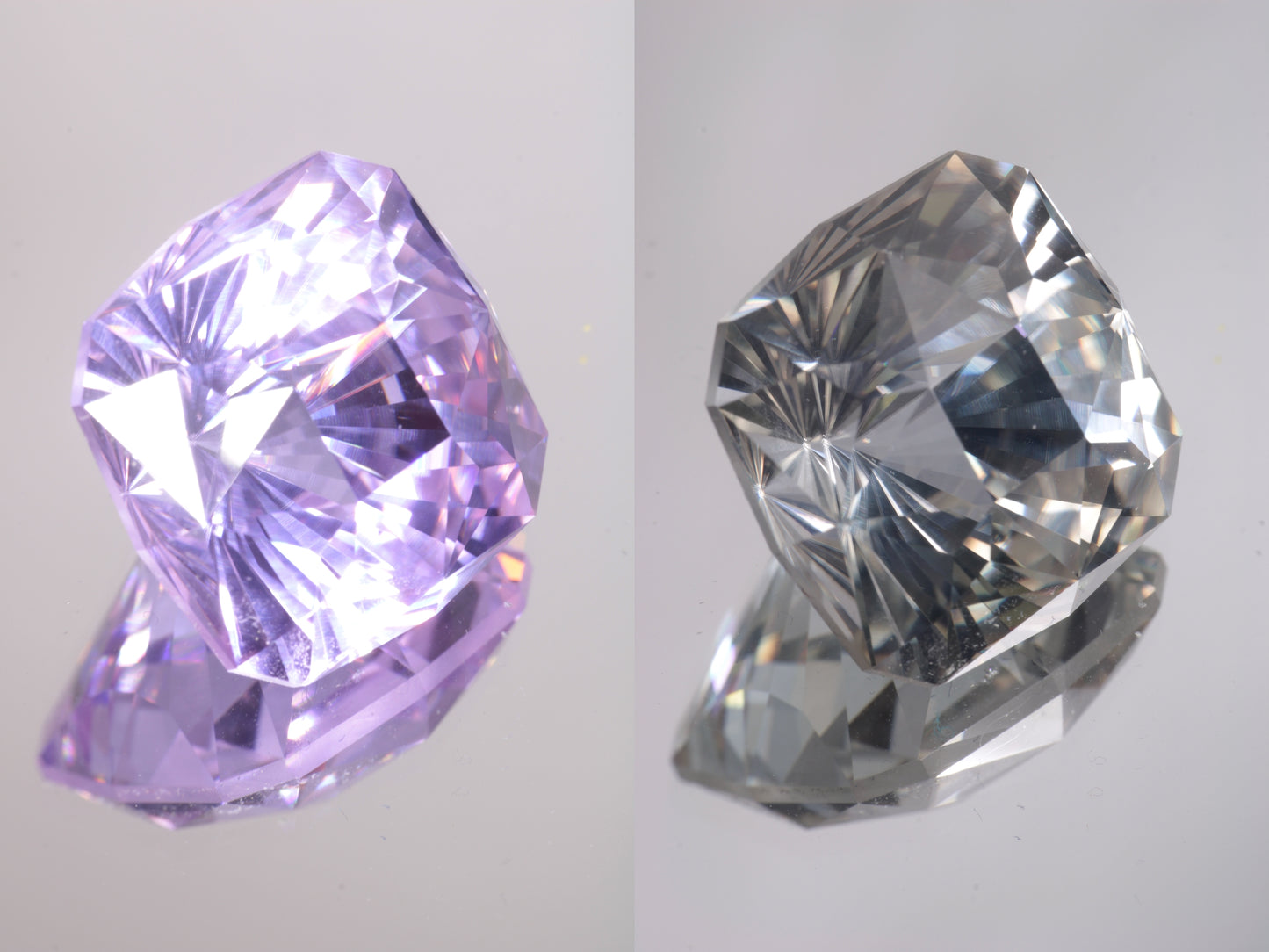 Lab Perovskite Cut Gems, Pink to Orange Red Laser YAP