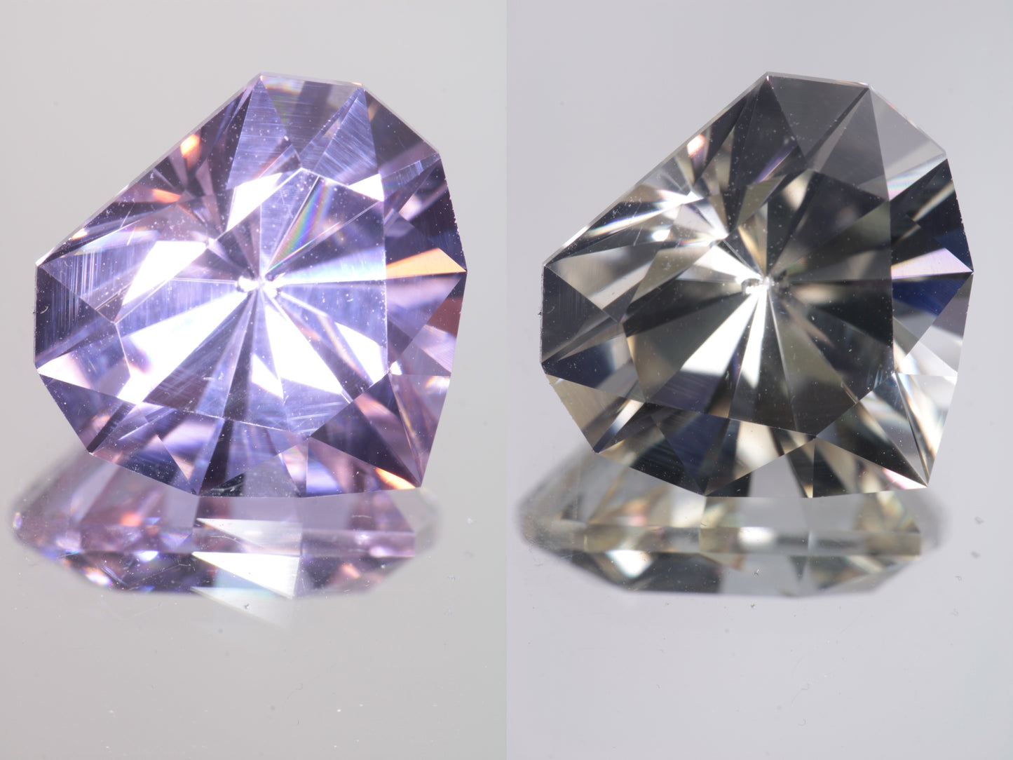 Lab Perovskite Cut Gems, Pink to Orange Red Laser YAP