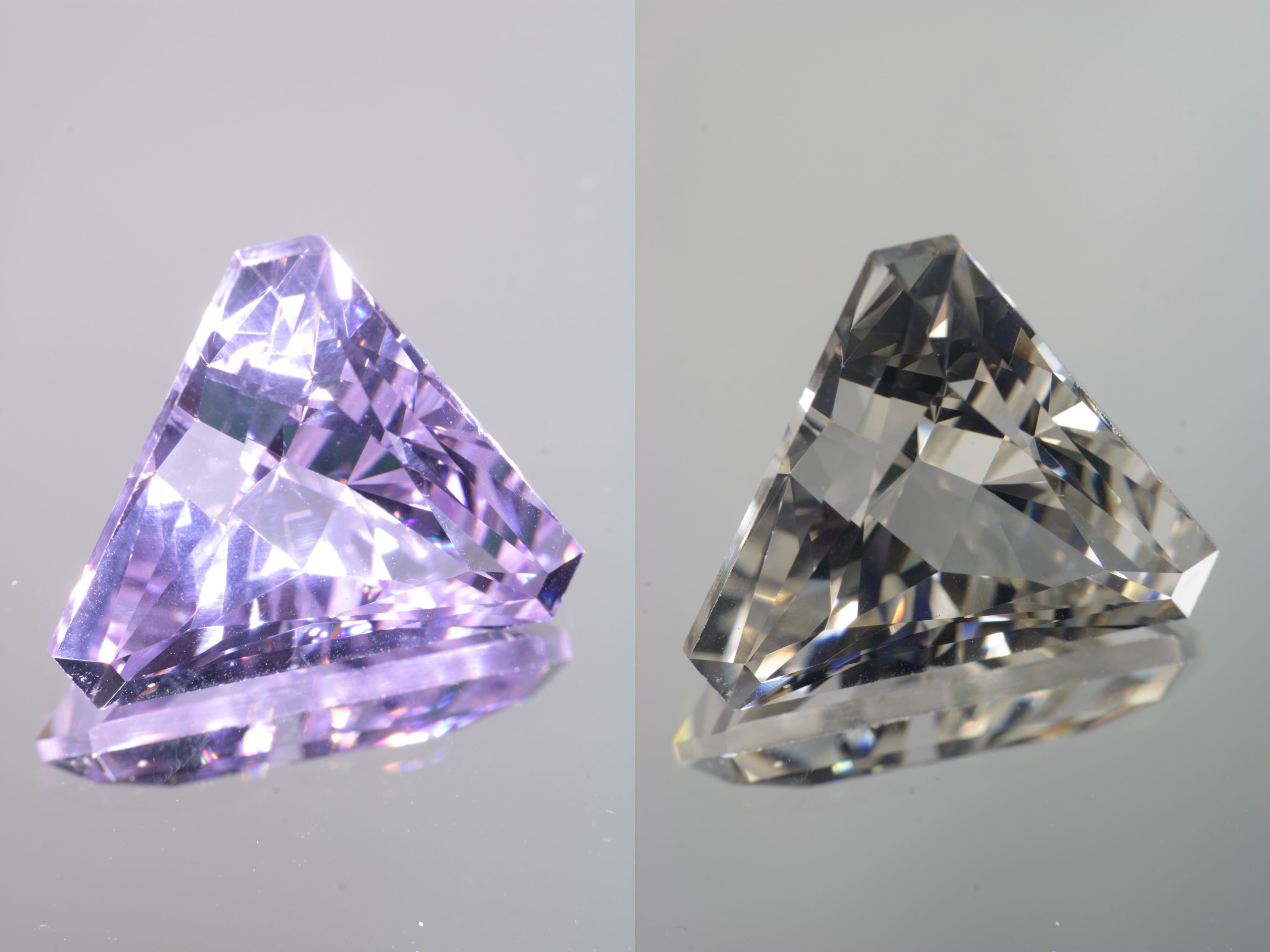 Lab Perovskite Cut Gems, Pink to Orange Red Laser YAP