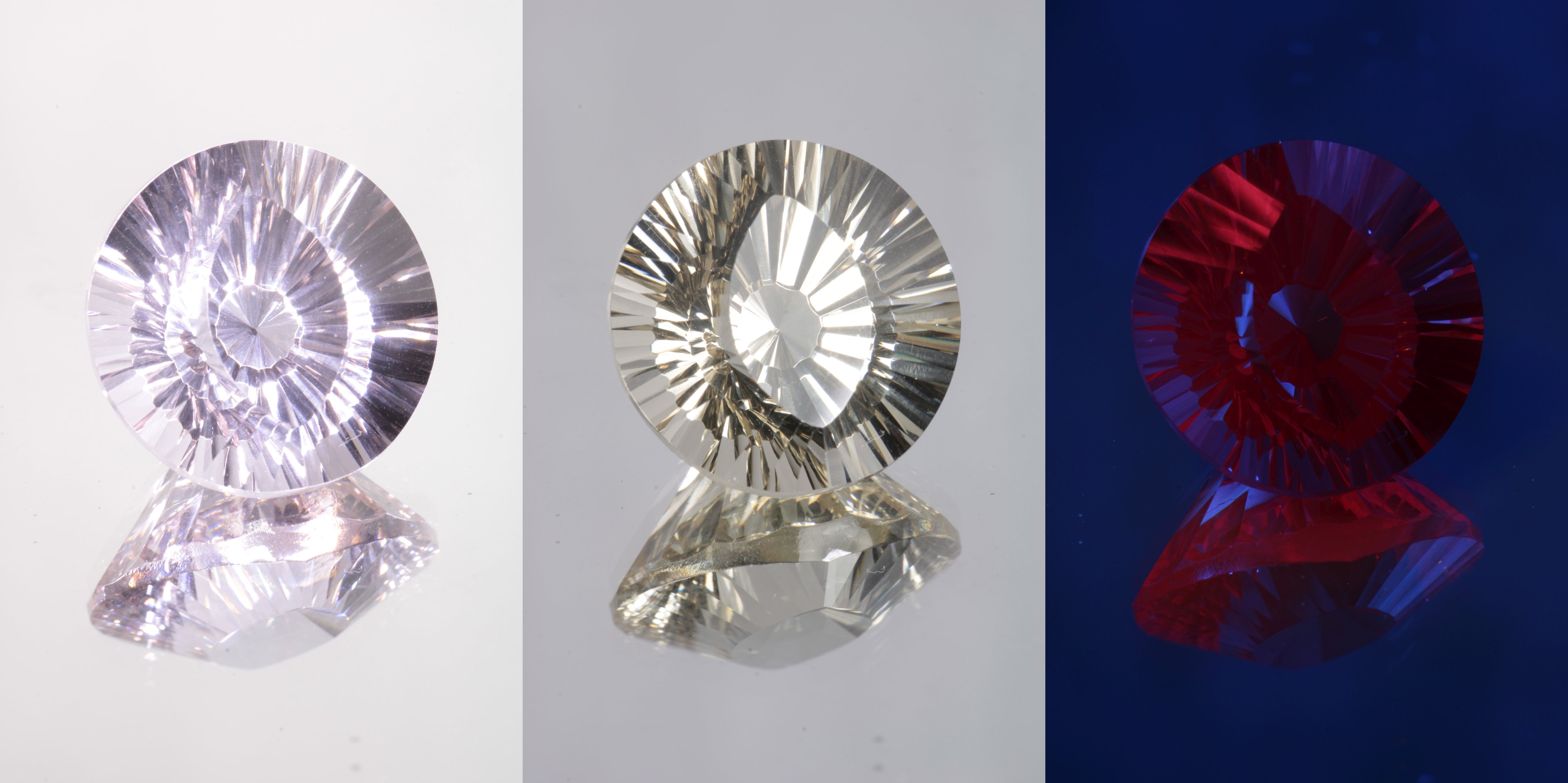 Giant Fantasy Cut Laser Garnets, Ce/Nd and Nd/Ce YAG