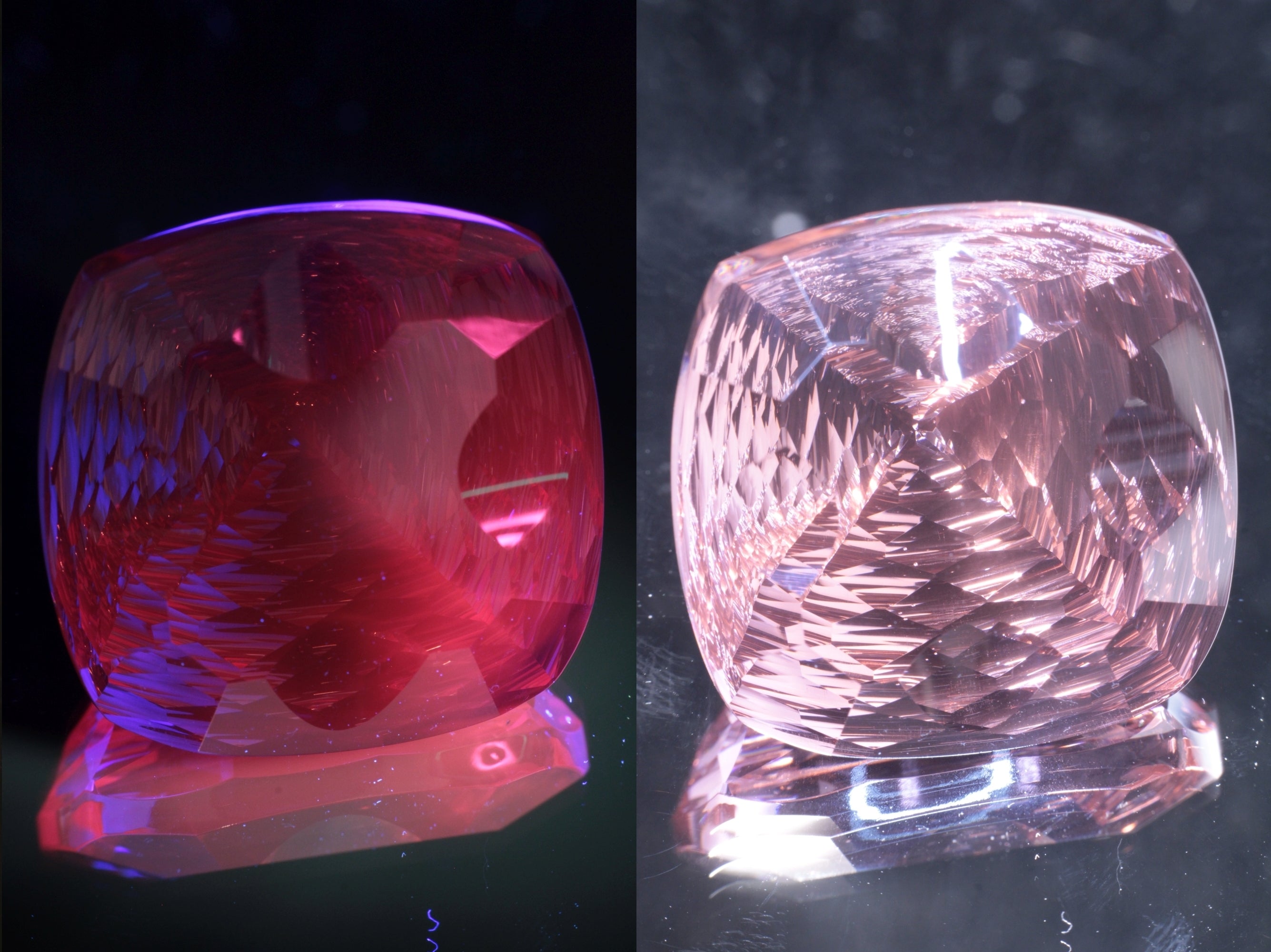 Giant Fantasy Cut Laser Garnets, Ce/Nd and Nd/Ce YAG