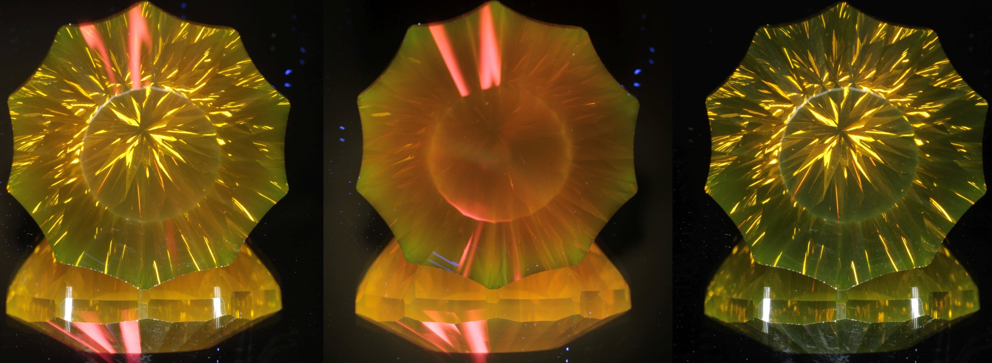 Giant Fantasy Cut Laser Garnets, Ce/Nd and Nd/Ce YAG