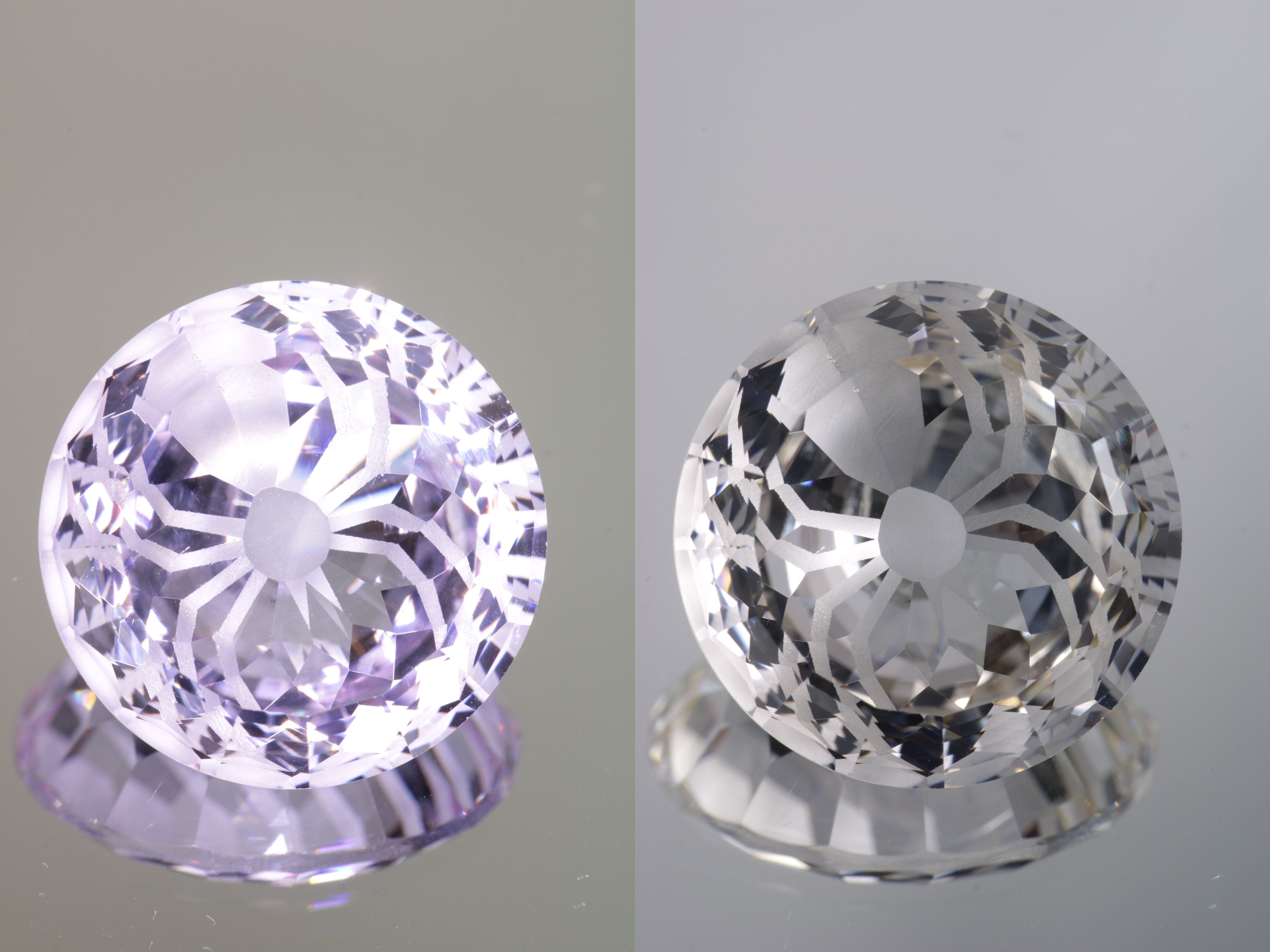 Lab Perovskite Cut Gems, Pink to Orange Red Laser YAP