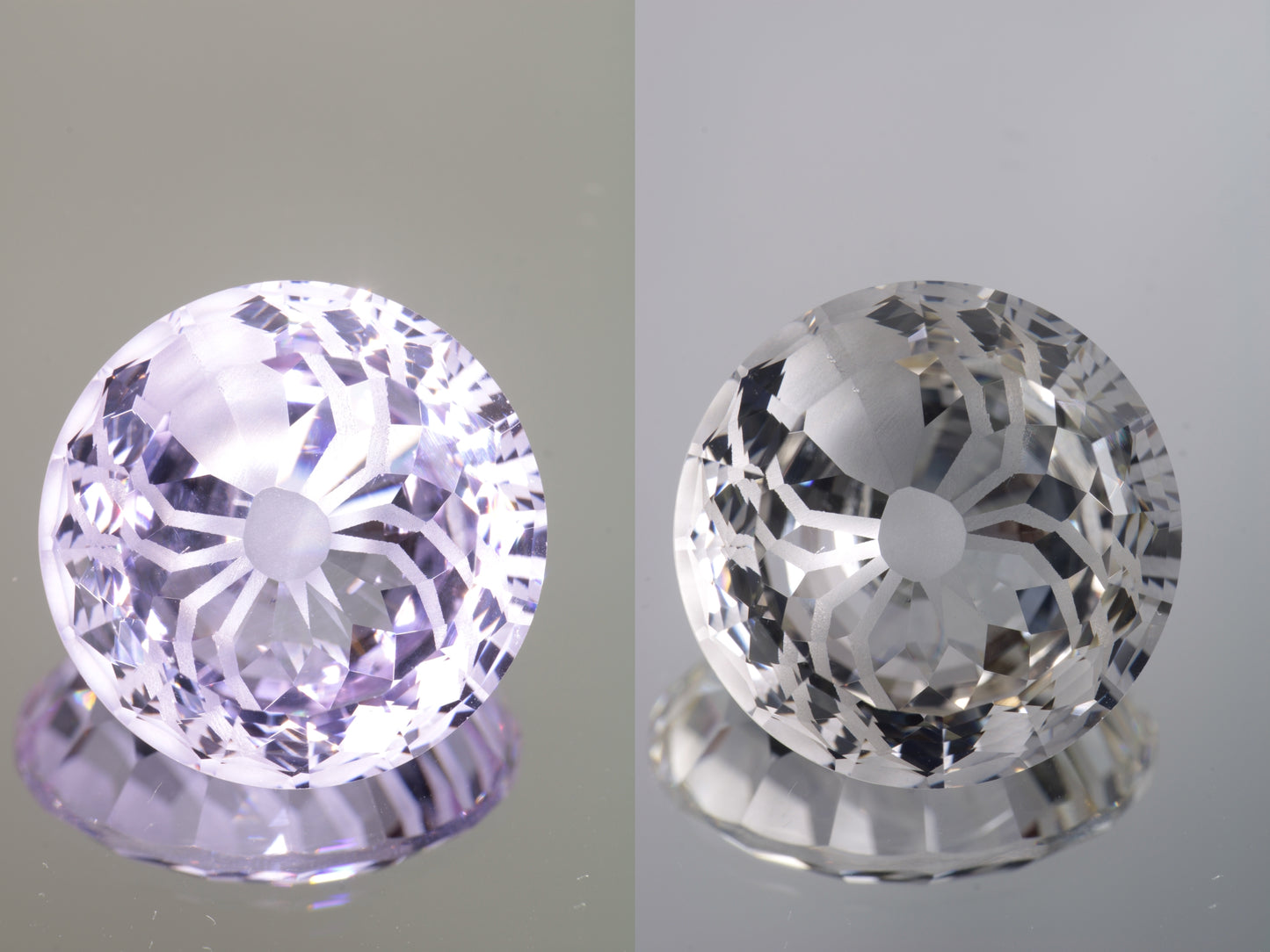 Lab Perovskite Cut Gems, Pink to Orange Red Laser YAP