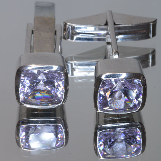 Nd:YAG Cufflinks, Laser Gemstones in Sterling Silver