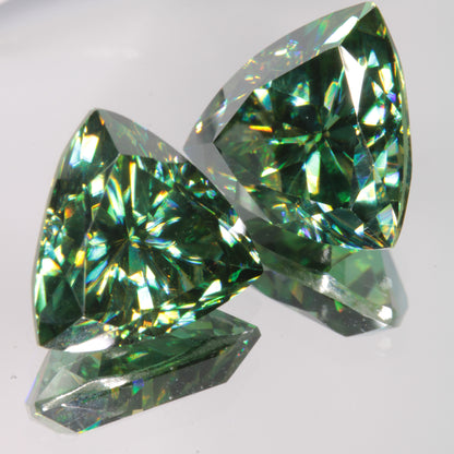 Dichroic Moissanite Faceted Trillion Gemstone, Blue and Yellow Moissanite