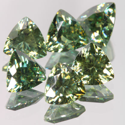 Dichroic Moissanite Faceted Trillion Gemstone, Blue and Yellow Moissanite