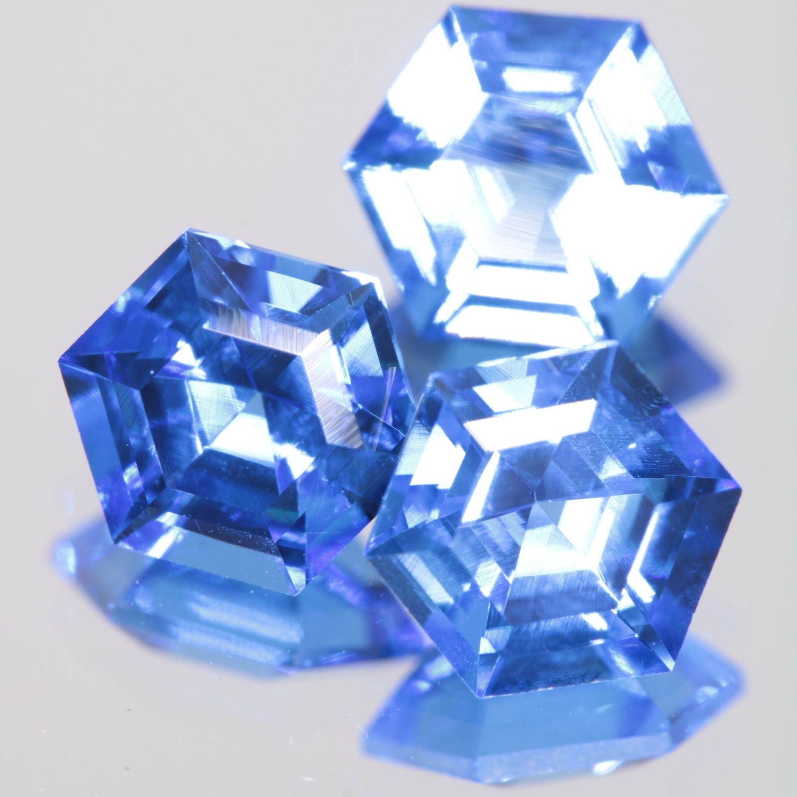 Faceted Spinel, Djeva Light Blue Hexagon Cut Stone
