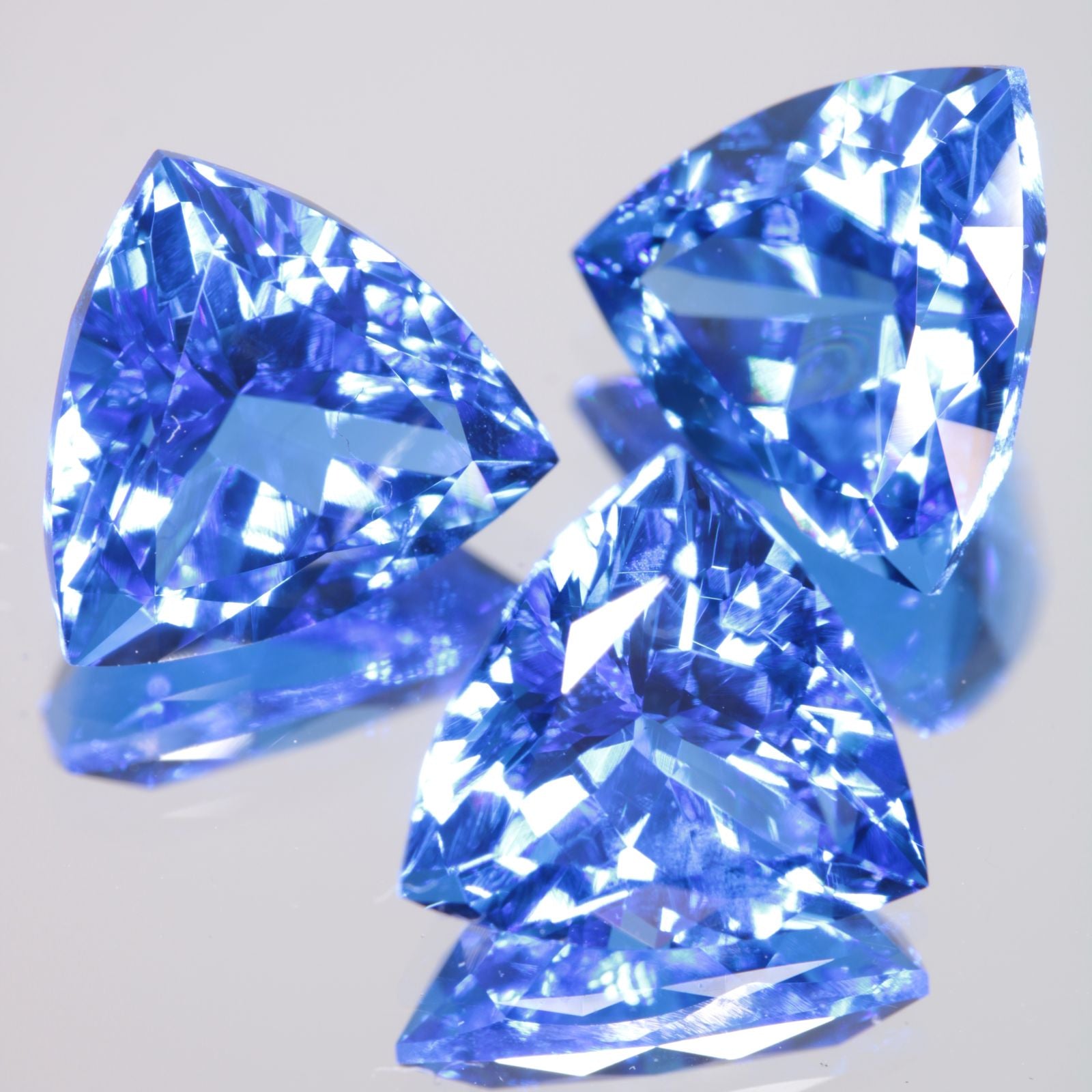 Faceted Spinel, Djeva Light Blue Trillion Cut Stone