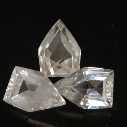 faceted Cloudy EOTS Cut sapphire gem made from F-35 window sapphire